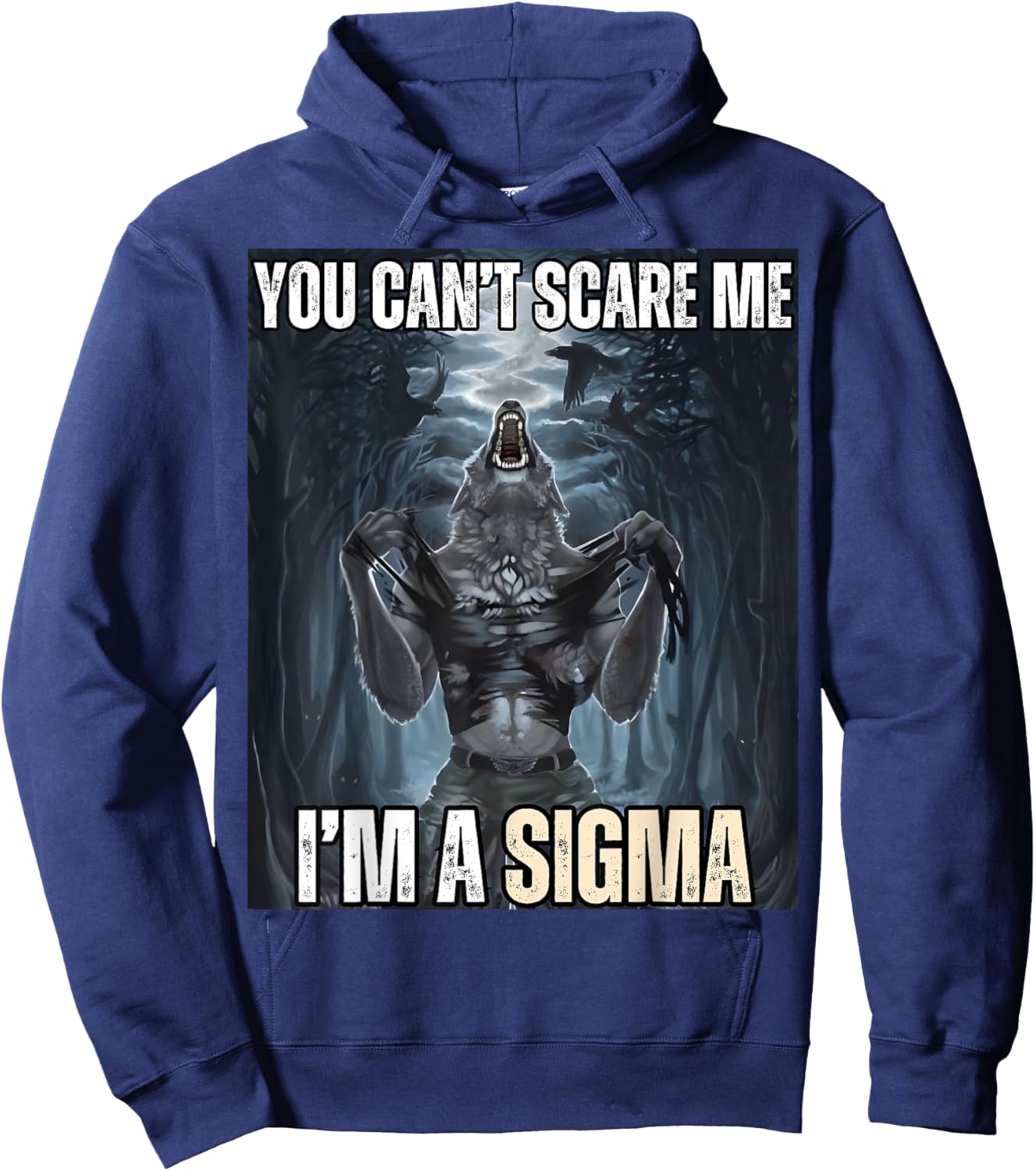 I'm The Sigma You Can't Scare Me Funny Wolf Meme Alpha Hoodie - Hoodie | Navy