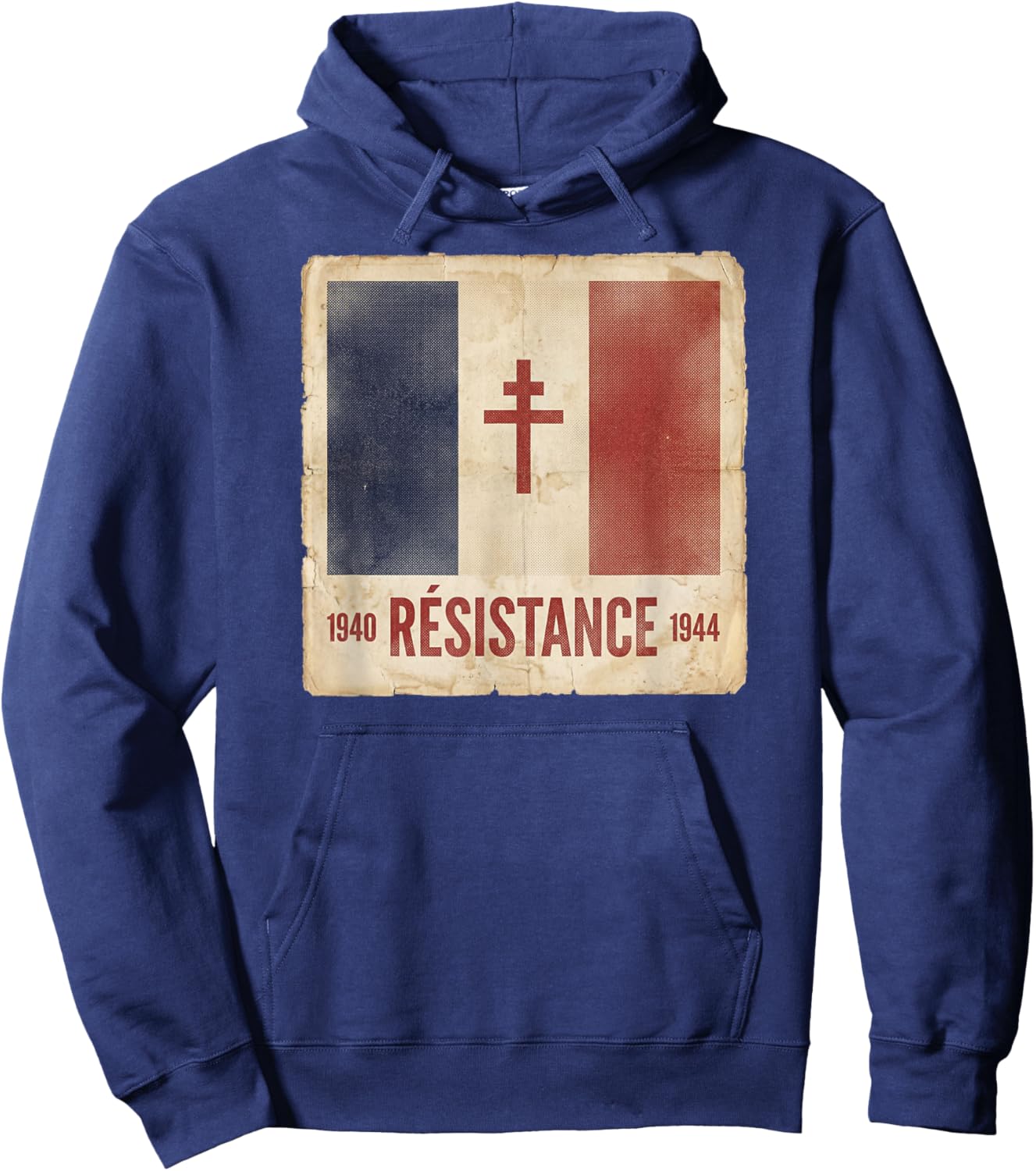 Résistance Free France Flag with Cross of Lorraine 1940-1944 Hoodie - Hoodie | Navy