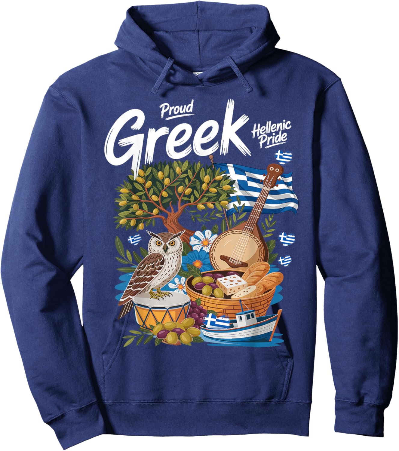 Greek Flag Outfit Idea for Kids with Hellenic Greece Roots Hoodie - Hoodie | Navy