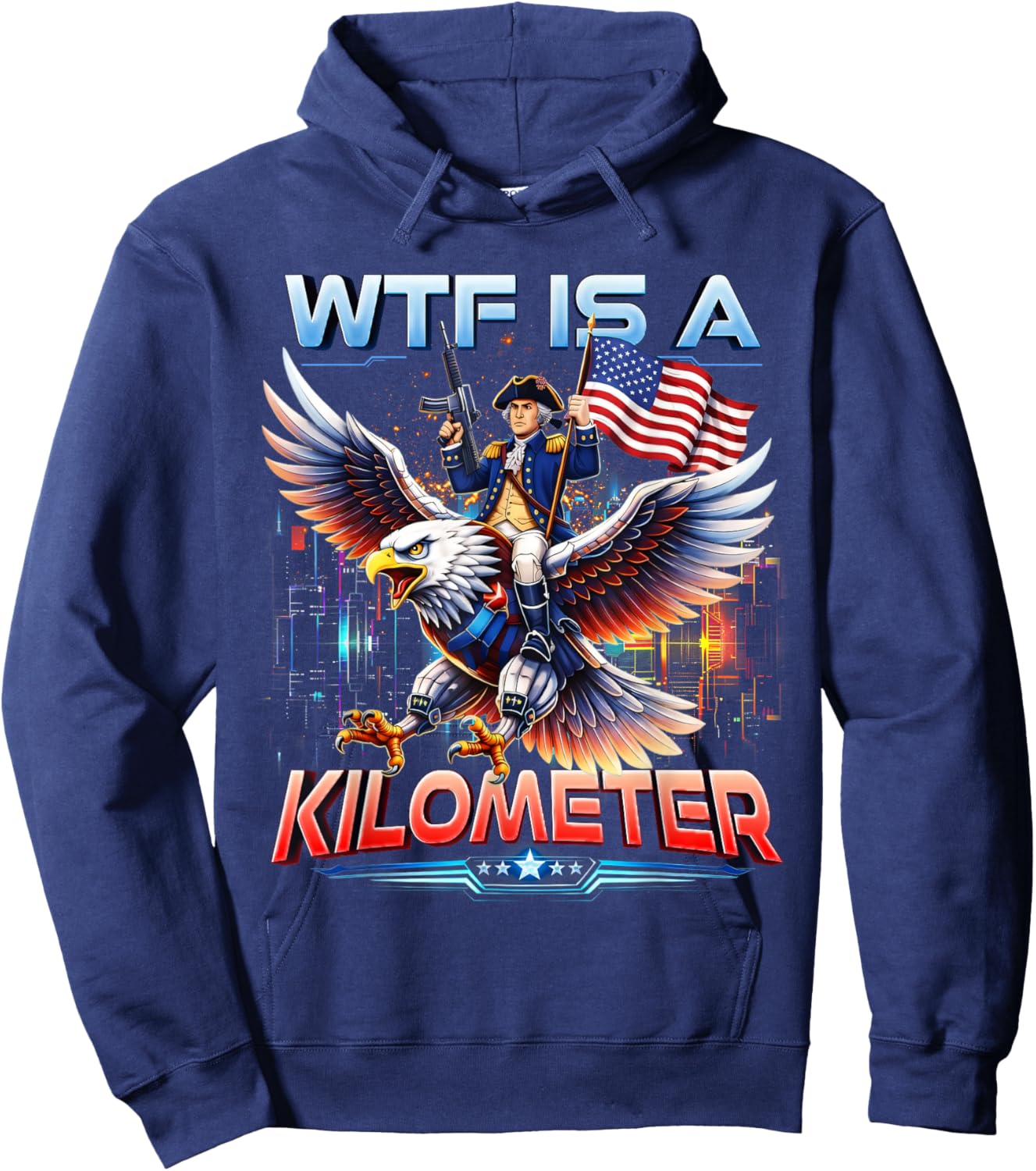 WTF is A Kilometer Women Founding Father 4th of July Hoodie - Hoodie | Navy