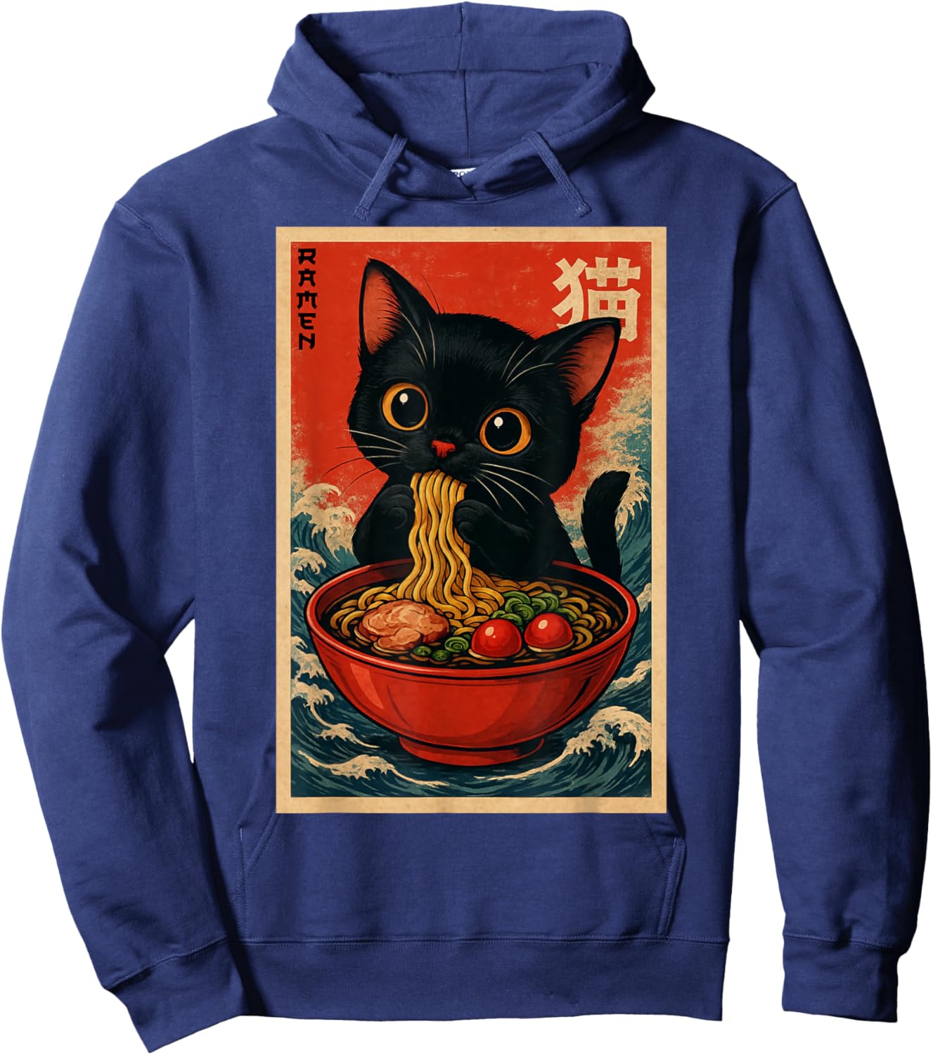 Kawaii Anime Cat Ramen Japanese Graphic Men Women Teens Hoodie - Hoodie | Navy