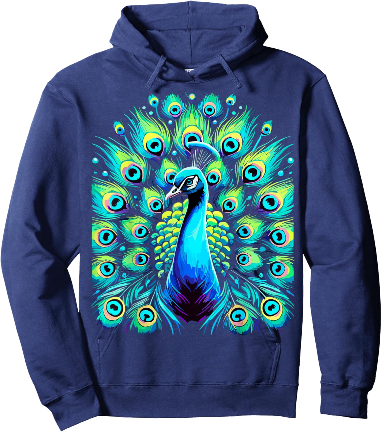 Colorful Peacock Beautiful Feathers Bird Hoodie - Hoodie | Navy