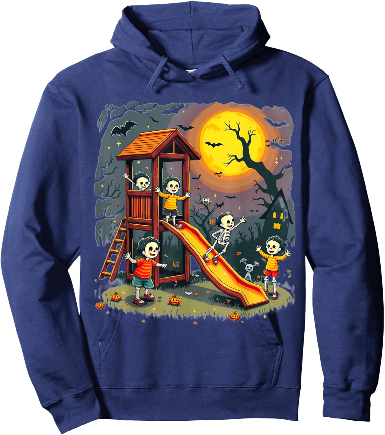 Horror Clubhouse In Park Halloween 2025 Costume Present Hoodie - Hoodie | Navy