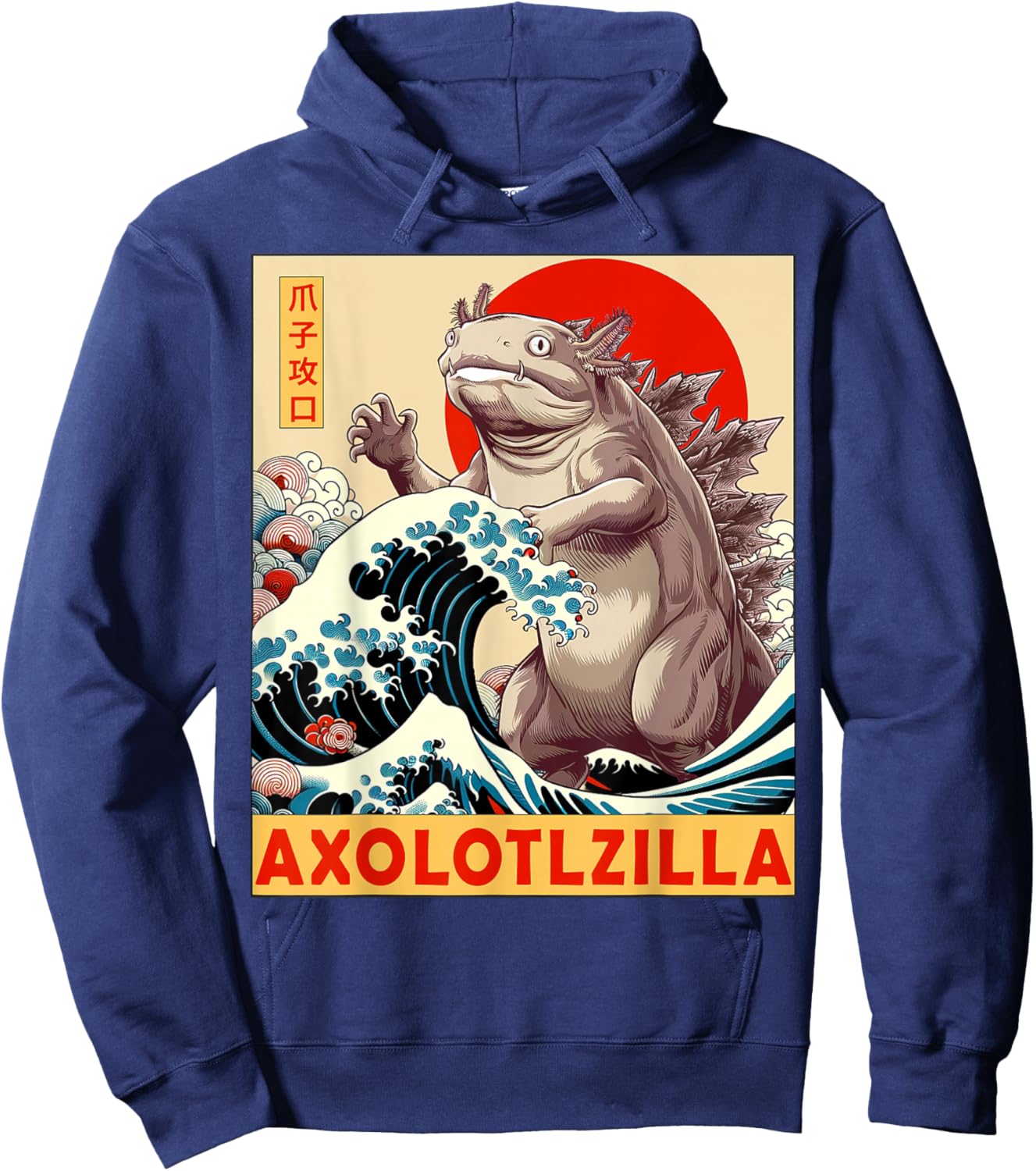 Axolotl Japanese Art Funny Axolotl Gifts Women Kid Hoodie - Hoodie | Navy