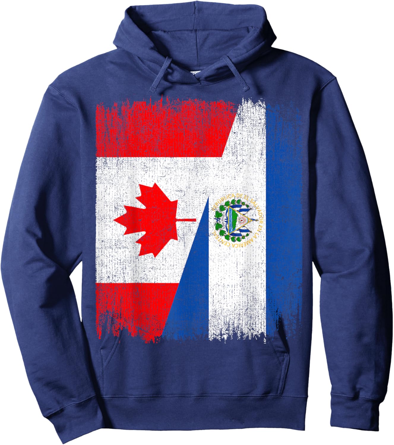 Half Canada El Salvador Flag Canadian Salvadoran Pride Roots Hoodie - Hoodie | Navy