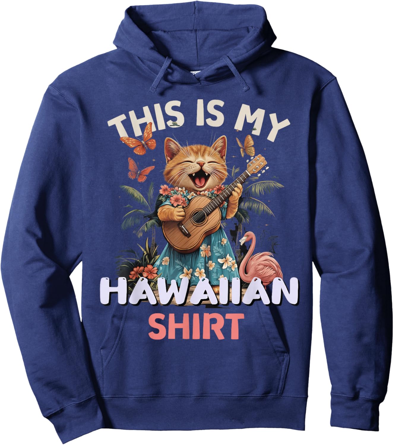 This is My Hawaiian Shirt Funny Cat Hawaii Party Luau Hoodie - Hoodie | Navy
