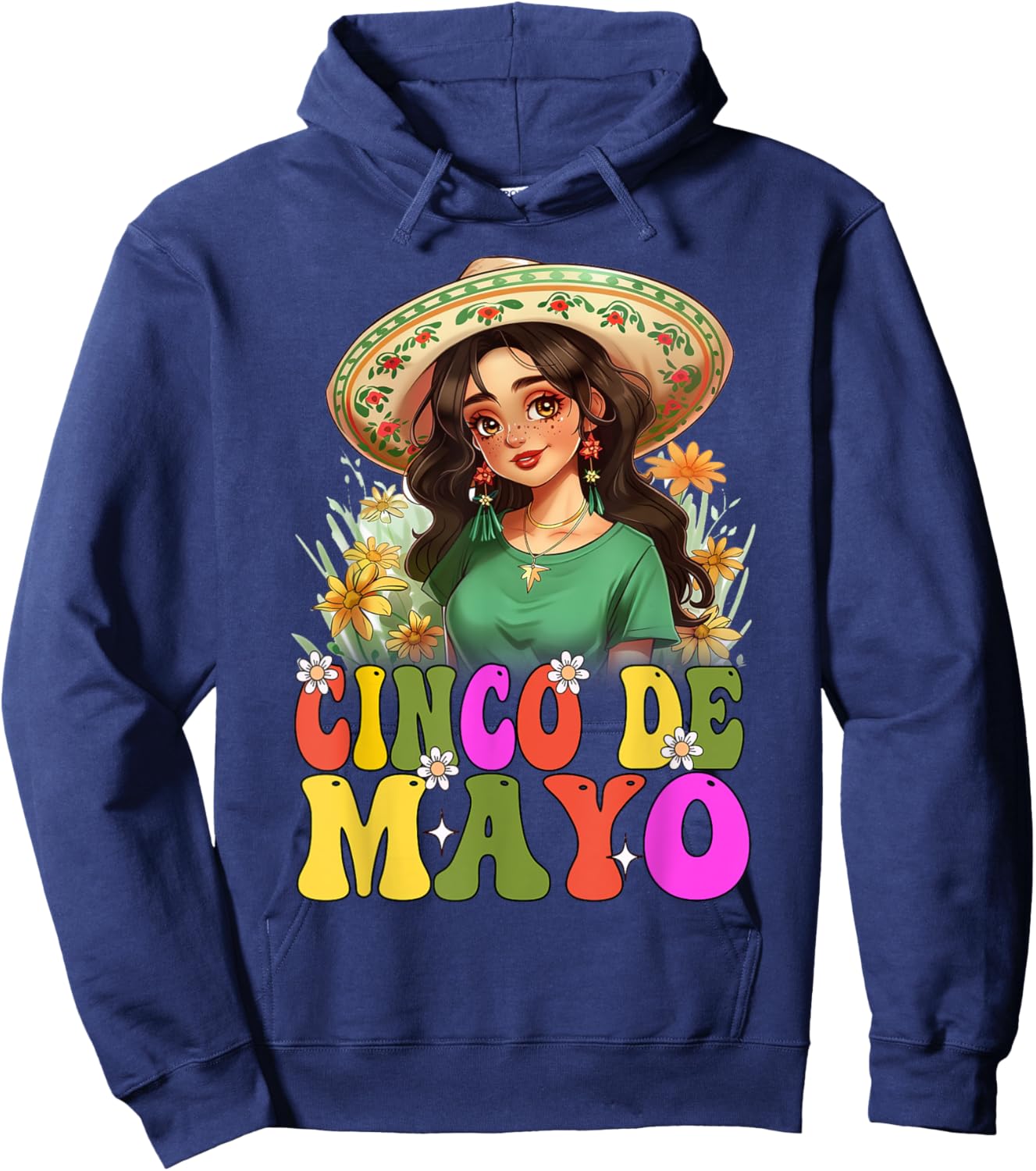 Otaku Girl Cinco De Mayo Mexican Fiesta 5 De Mayo Anime Girl Hoodie - Hoodie | Navy