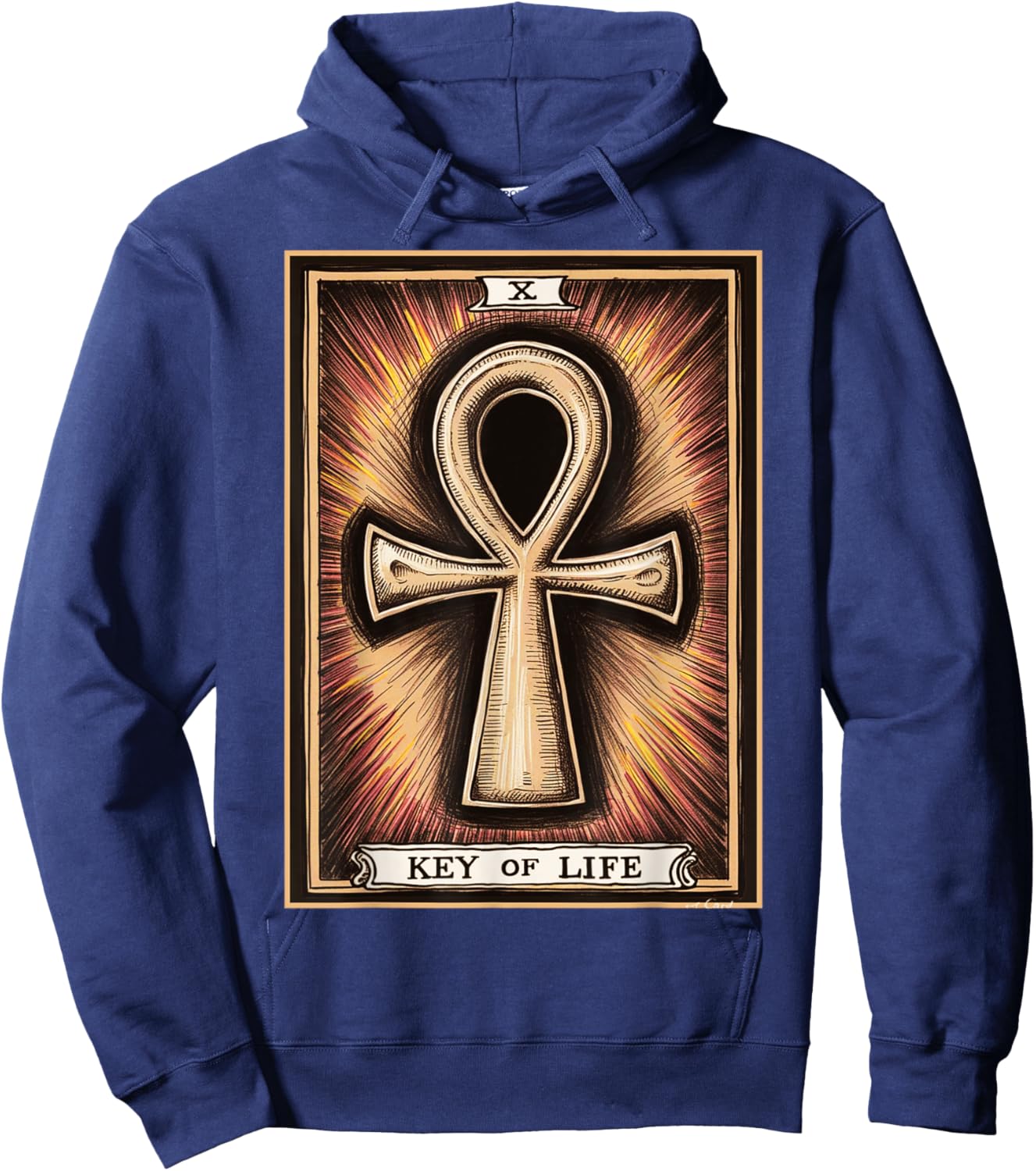 Kemetic Tarot Card Ancient Egypt Egyptian Ankh Key Of Life Hoodie - Hoodie | Navy