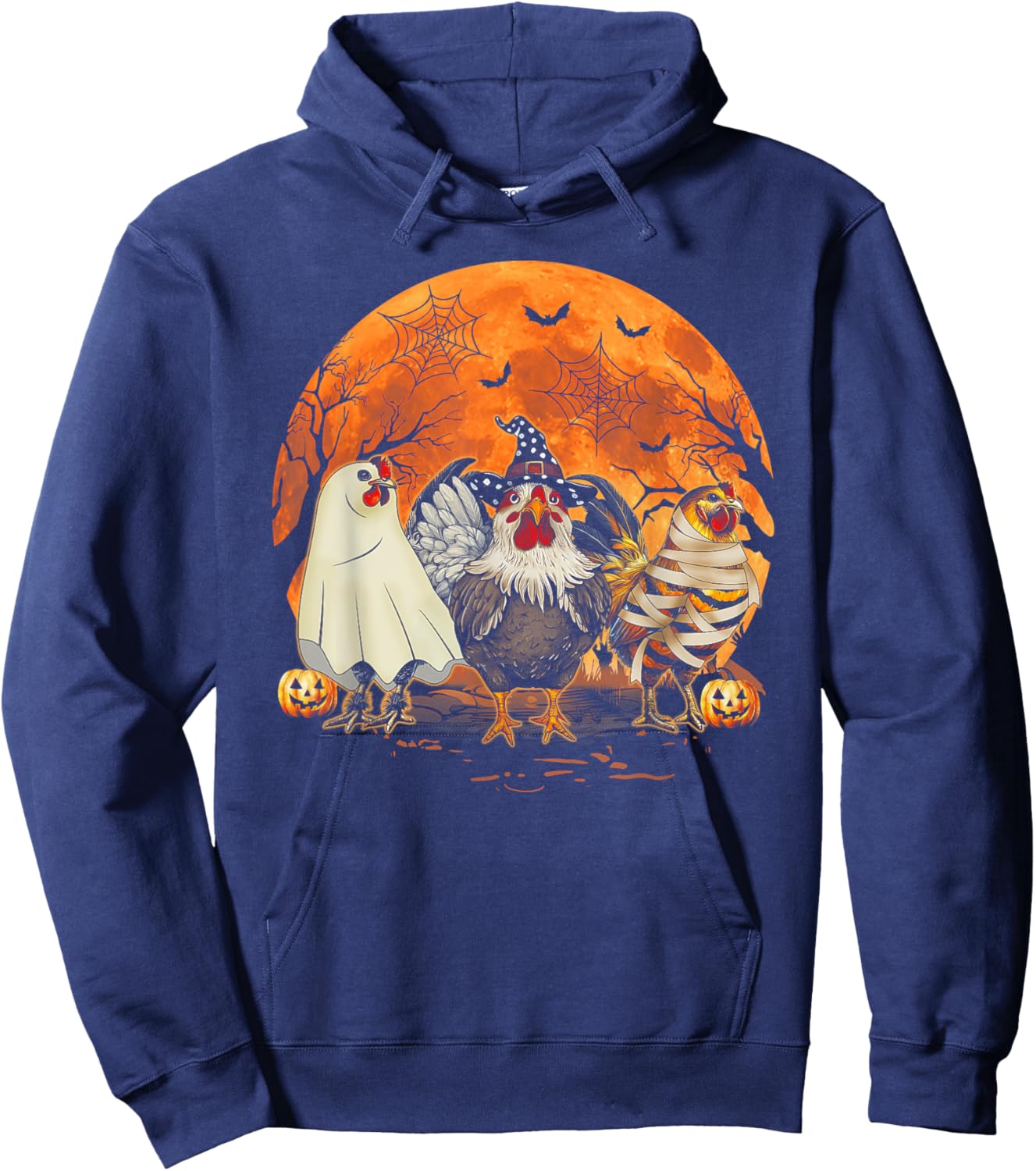 Funny Halloween Costume Farmers Spooky Chickens Witch Hoodie - Hoodie | Navy