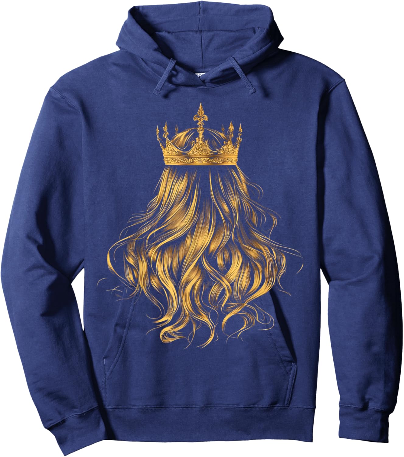 Women's Princess Queen Crown Birthday Girl Blonde Hair Hoodie - Hoodie | Navy