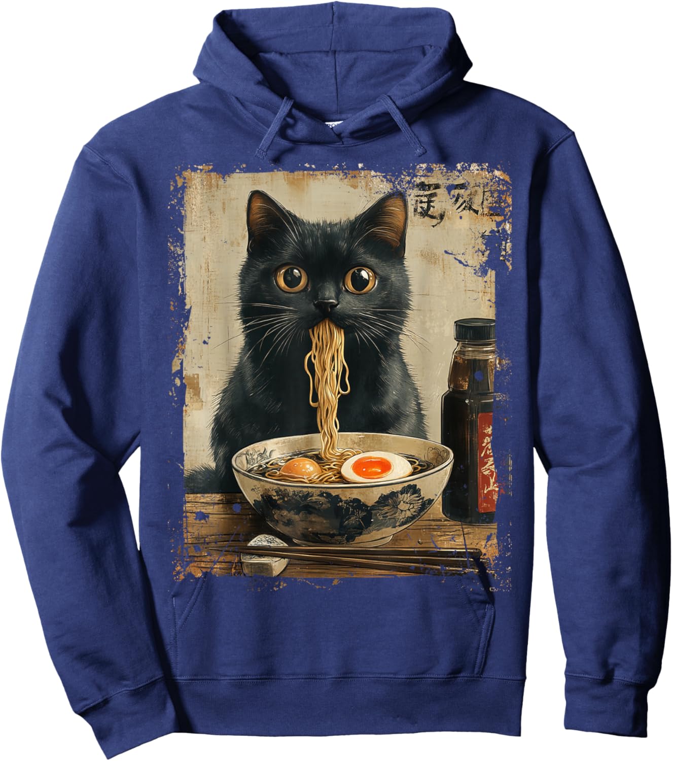Cat Ramen Japanese Funny Graphic Kawaii Cat Anime Gifts Hoodie - Hoodie | Navy