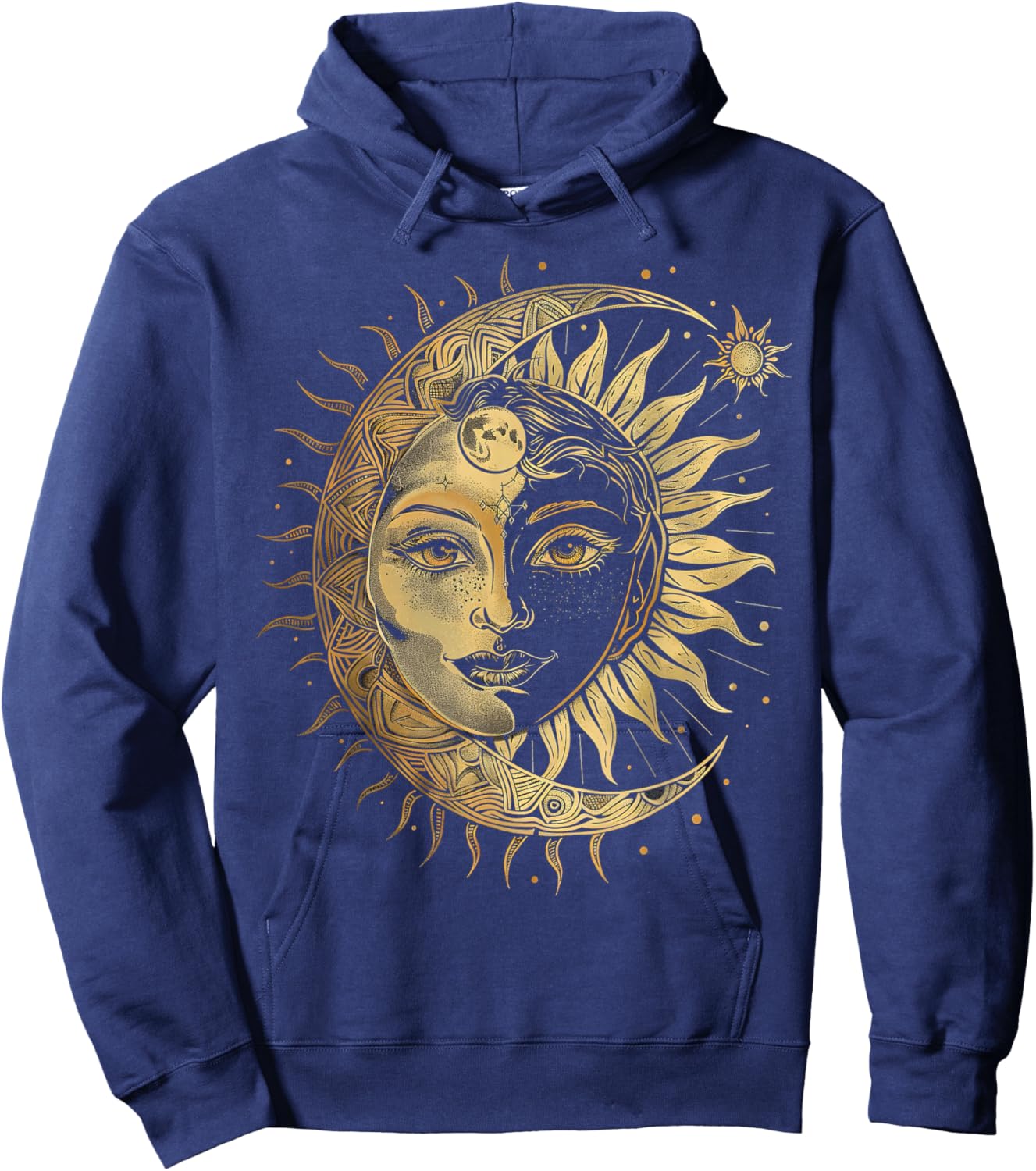 Mystic Sun and Moon Woman Mystical Flowers Aesthetic Hoodie - Hoodie | Navy