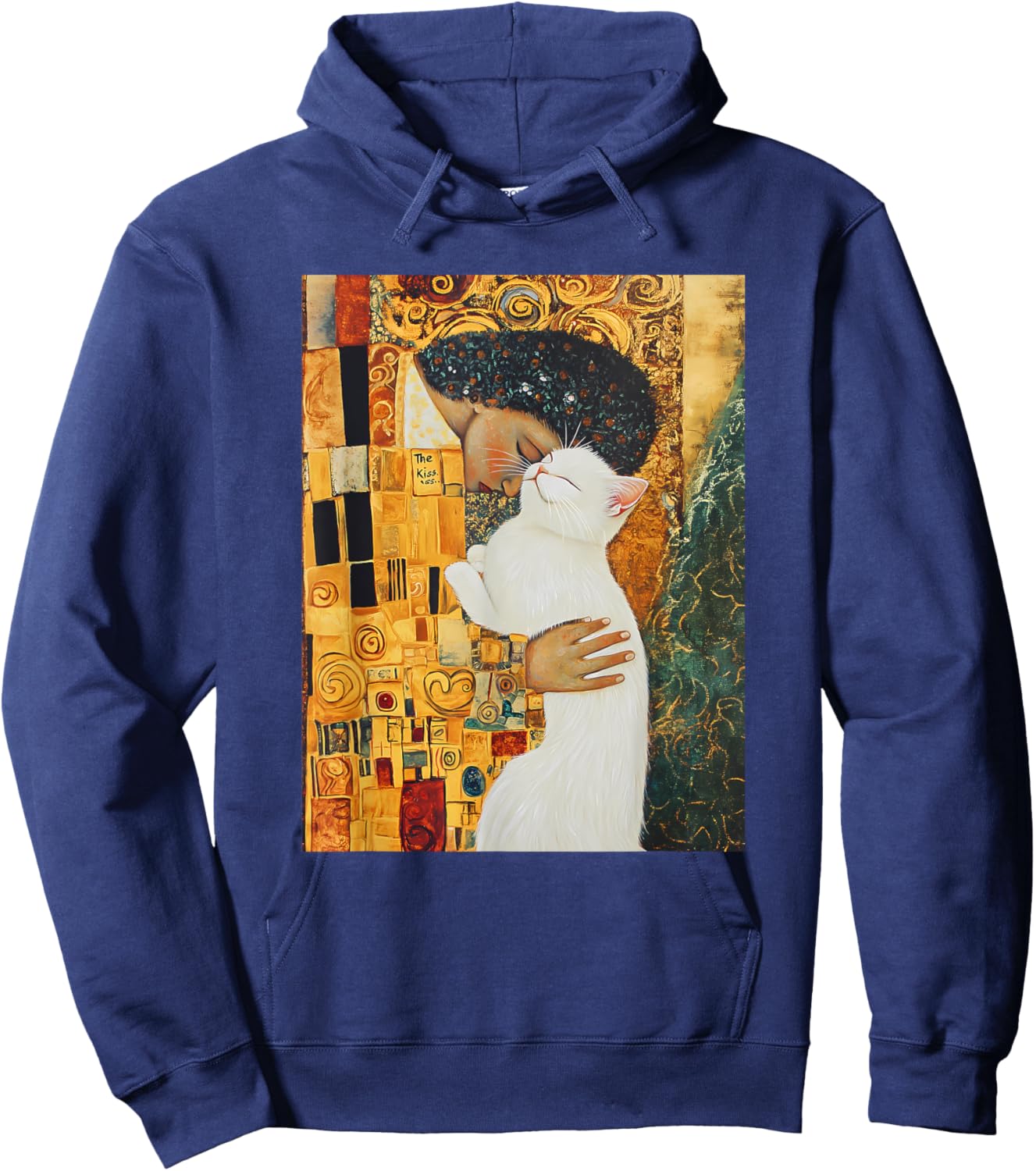 Klimt’s The Kiss Cat Lover Parody Klimt Style Women Hoodie - Hoodie | Navy
