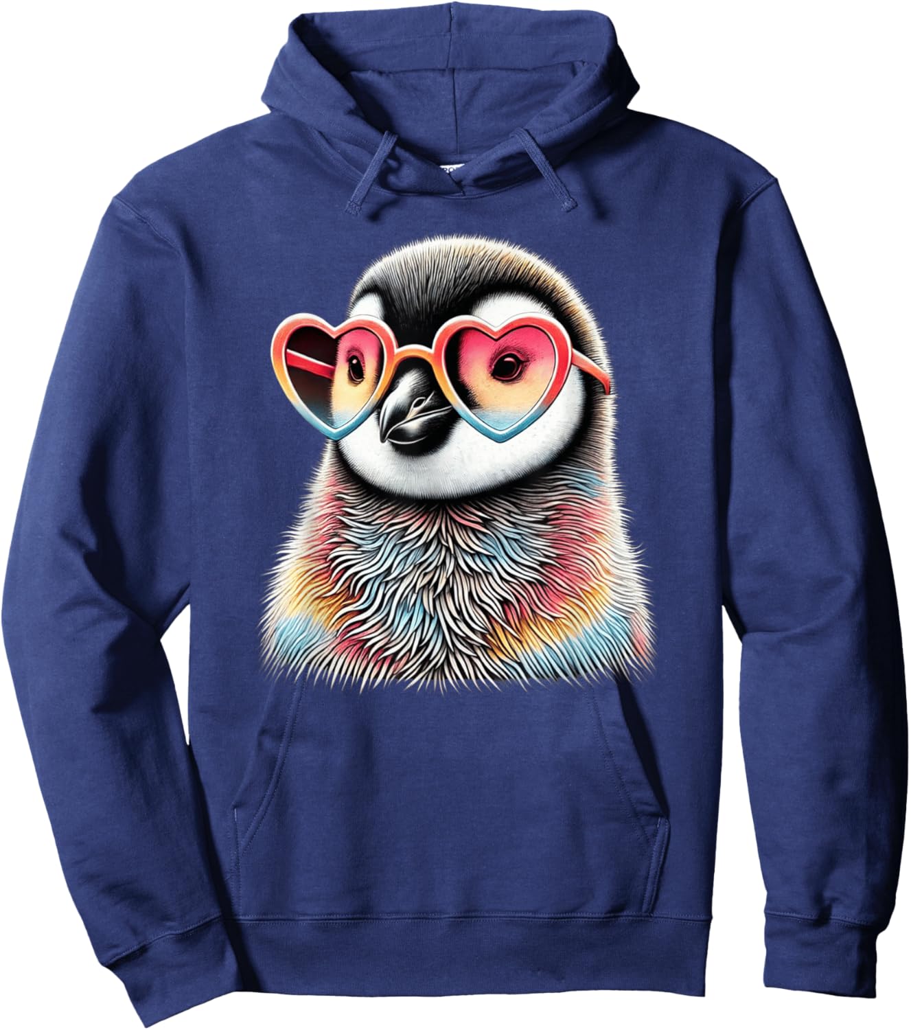 Cute Valentines Day Penguin Heart Sunglasses Boys Girls Kids Hoodie - Hoodie | Navy
