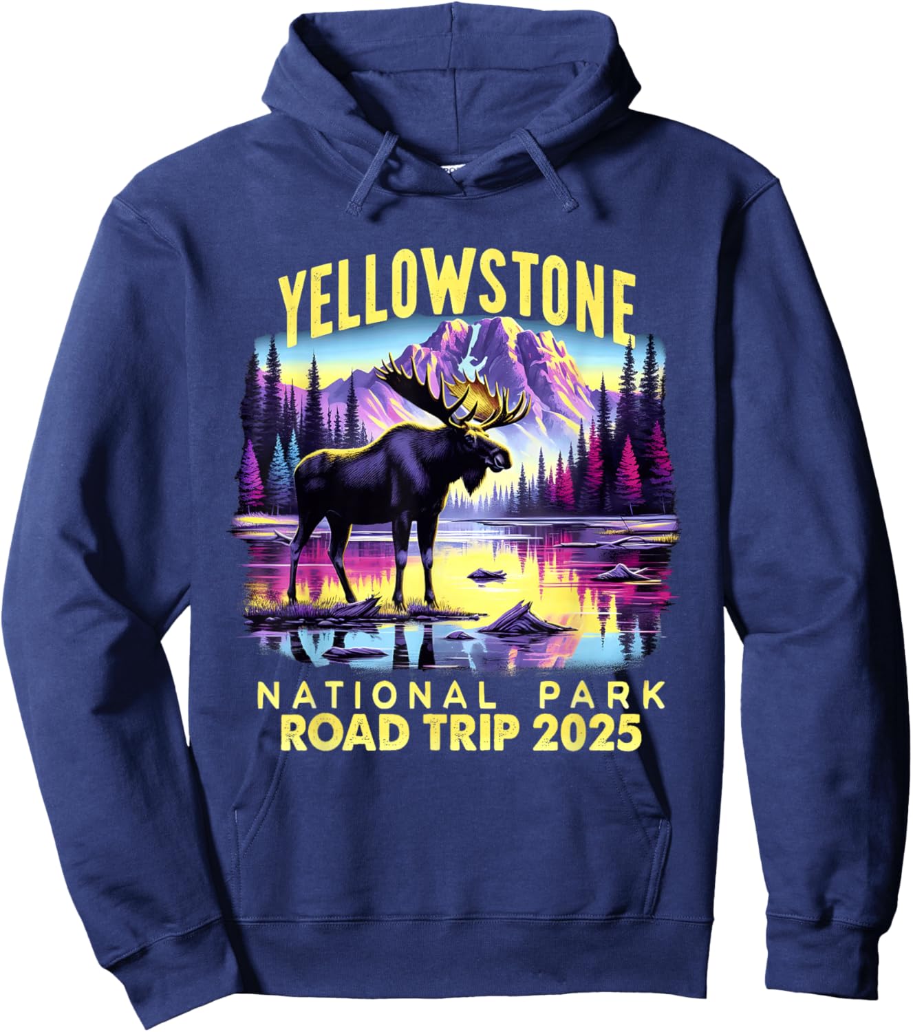Yellowstone Road Trip 2025 Nature Adventure Souvenir Costume Hoodie - Hoodie | Navy