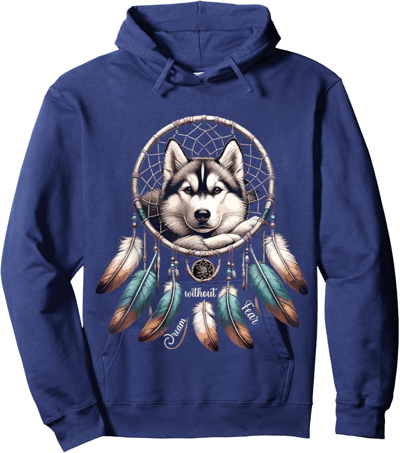 Dream Without Fear Wolf Dreamcatcher Hoodie - Hoodie | Navy