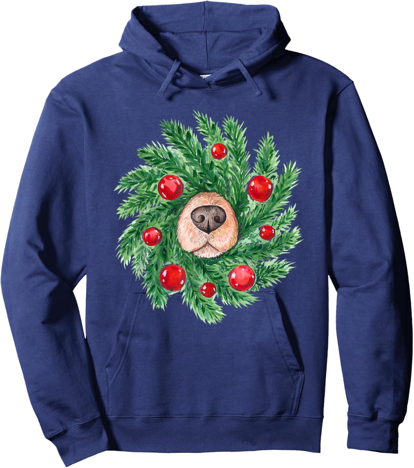 Youth Black Small Christmas Wreath Hoodie - Hoodie | Navy