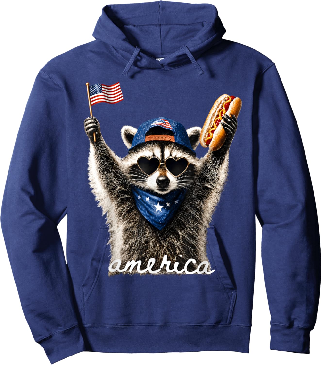 USA America Raccoon Hot Dog 1776-2026 4th of July 250 Years Hoodie - Hoodie | Navy