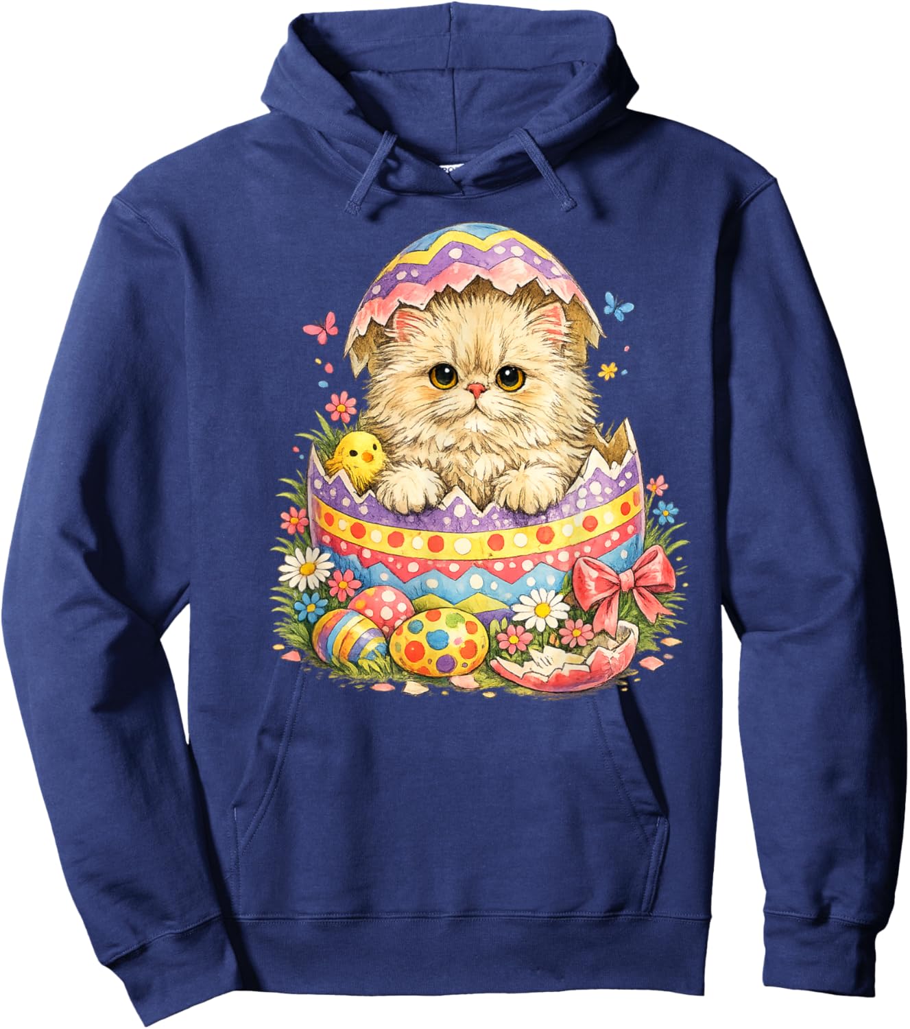 Persian Cat Easter Egg Hatched | Cute Kitten Surprise Hoodie - Hoodie | Navy