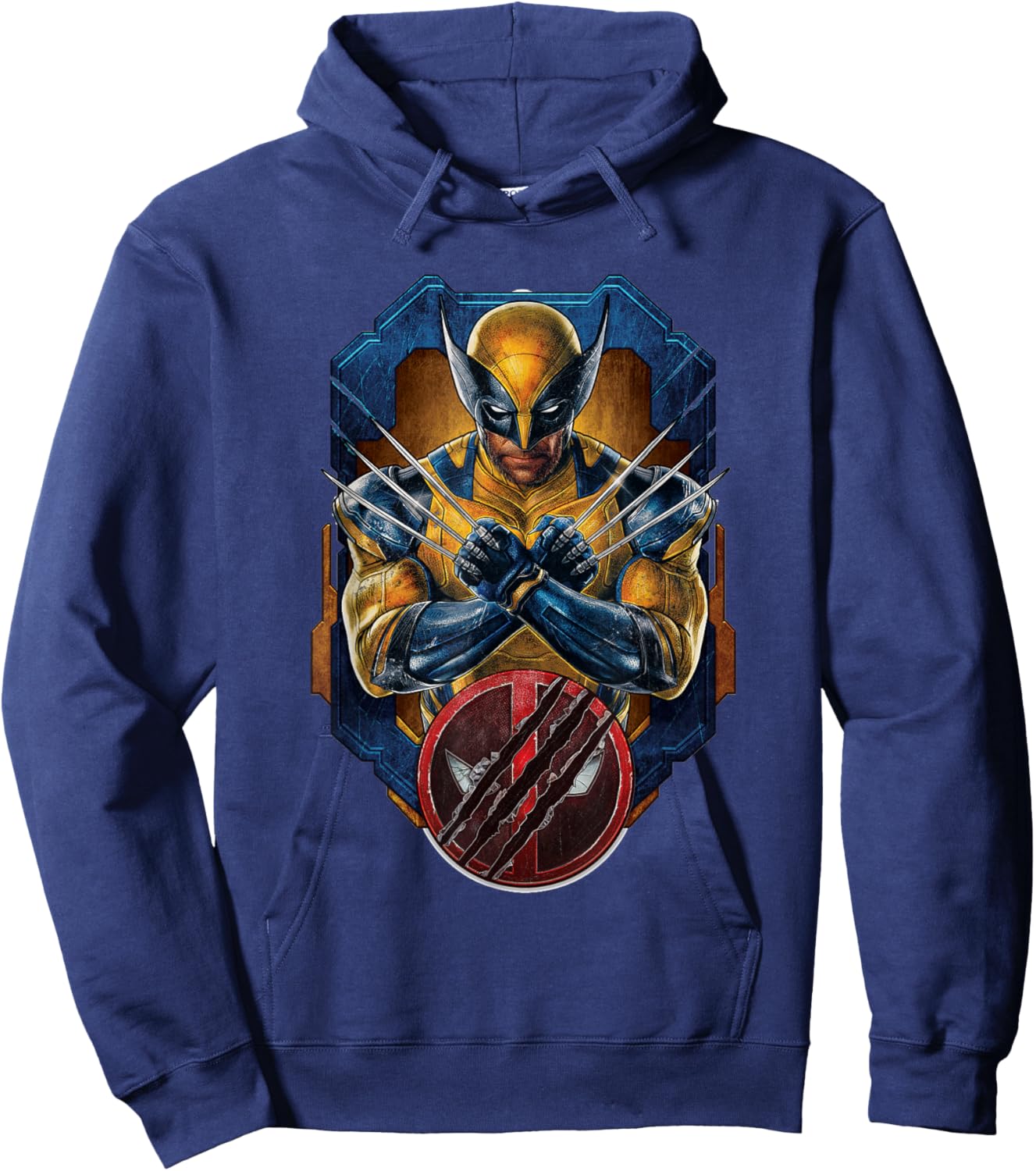 Marvel Studios Deadpool & Wolverine X-Pose and Slashed Logo Hoodie - Hoodie | Navy