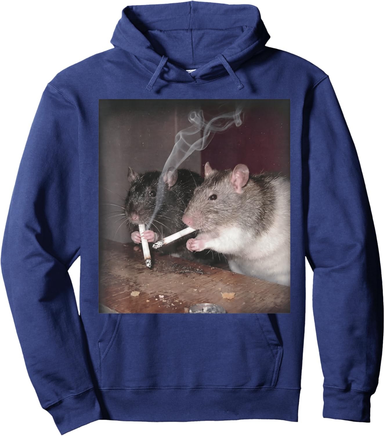 Rat Smoking Cigarette Funny Urban Grunge Rats Lover Design Hoodie - Hoodie | Navy