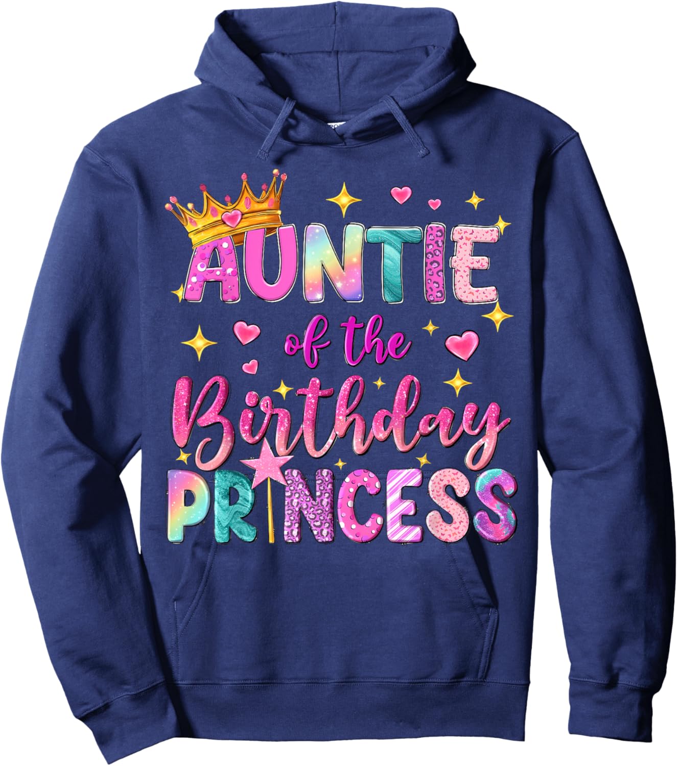 Auntie of The Birthday Princess Girl Party Matching Family Hoodie - Hoodie | Navy