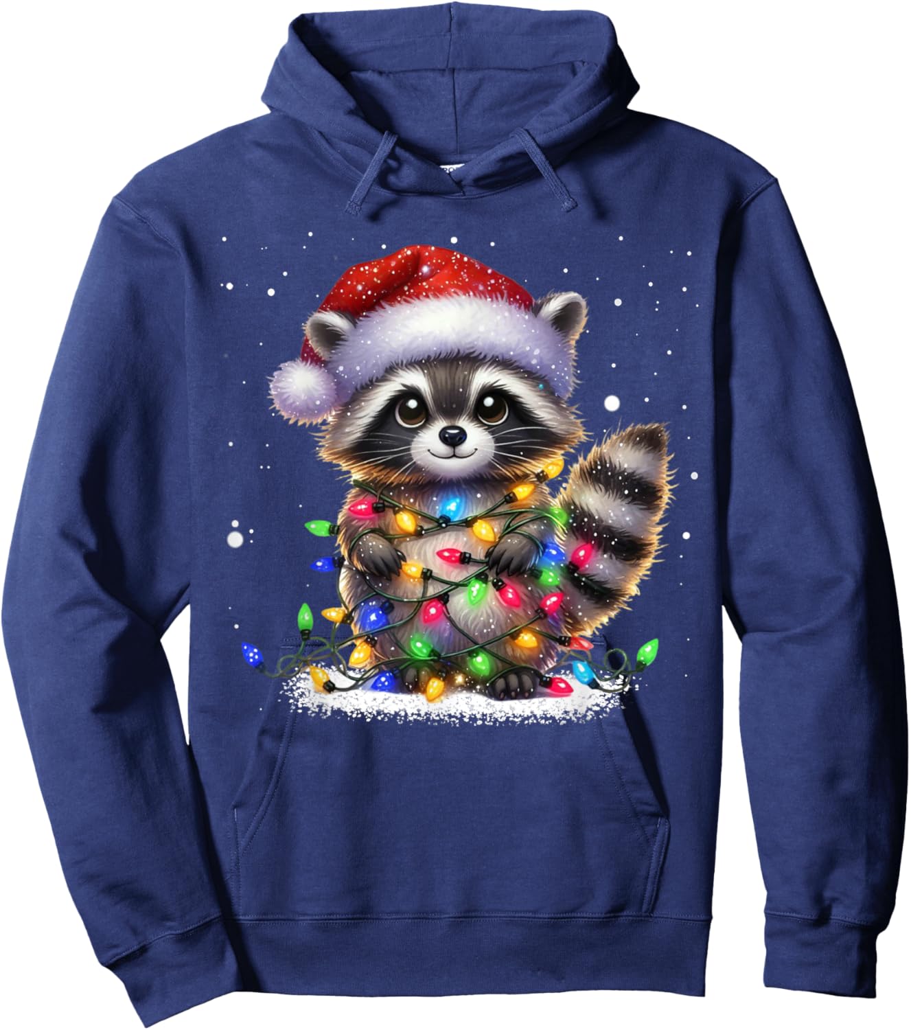 Christmas Racoon Funny Christmas Lights Raccoon Holiday Hoodie - Hoodie | Navy