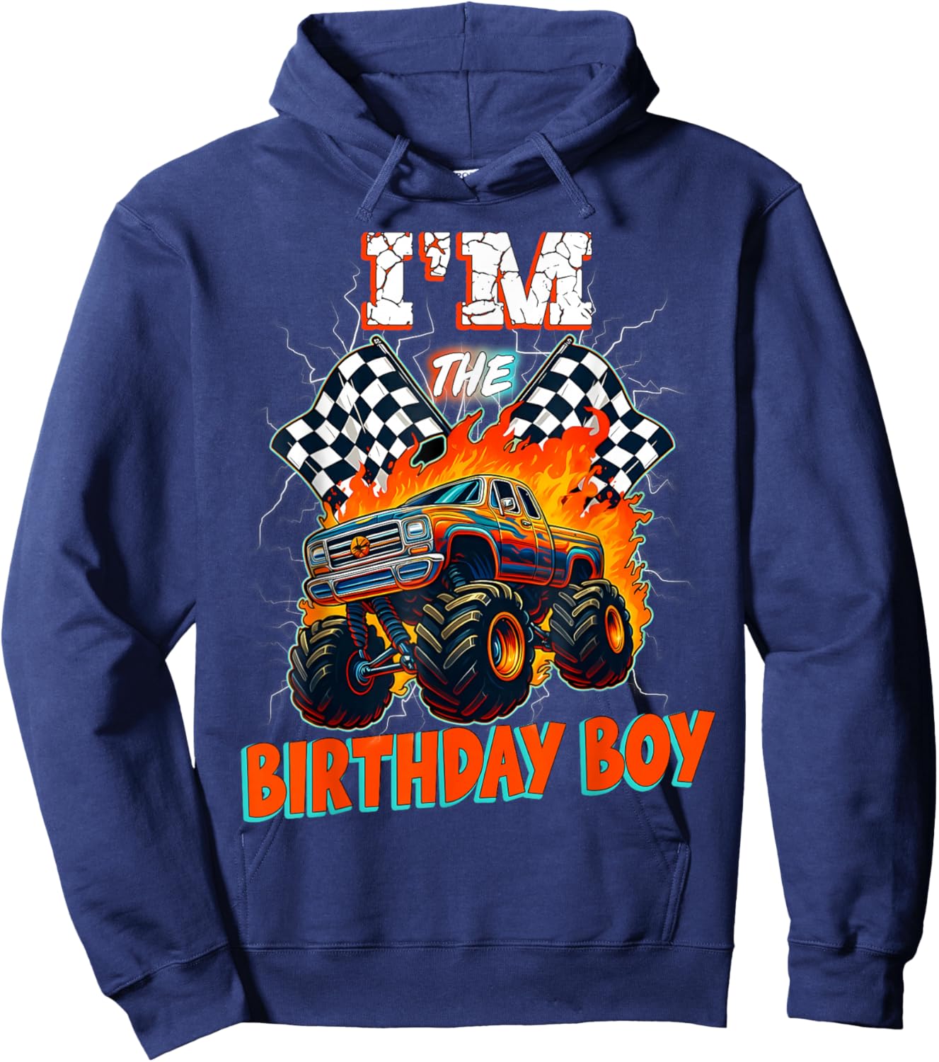 Funny Monster Truck I'm The Birthday Boy Family Matching Hoodie - Hoodie | Navy