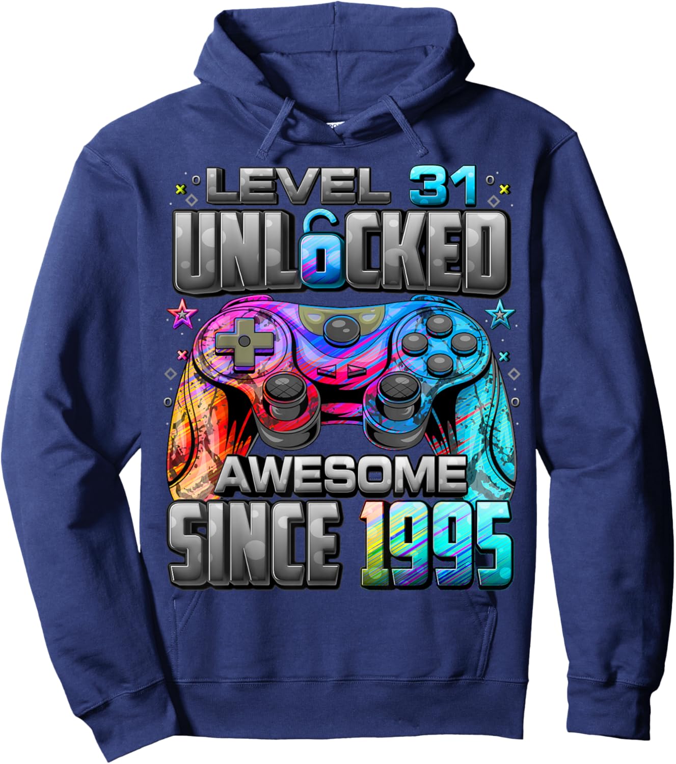 Level 31 Unlocked Awesome Since 1995 31st Birthday Gaming Hoodie - Hoodie | Navy