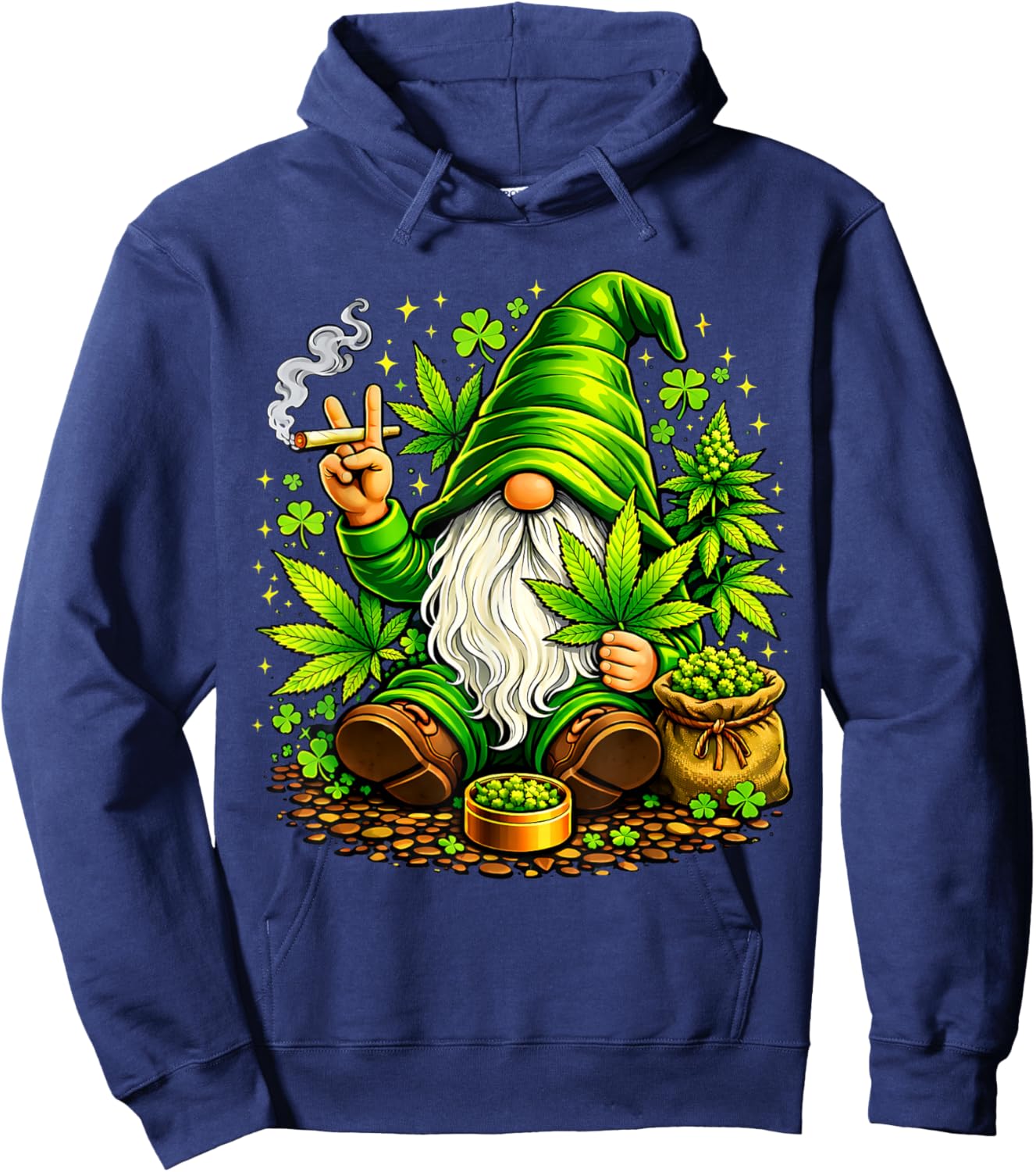 Irish GNOME Shamrock Clover St Patrick's Day Lucky Charm Hoodie - Hoodie | Navy