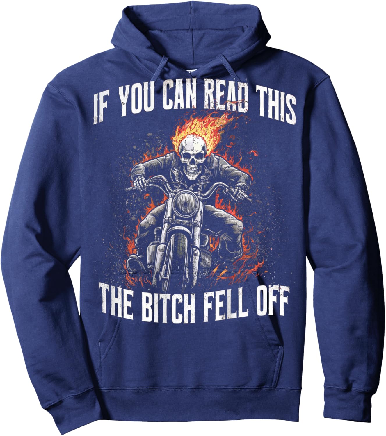 Funny Motocross Dirt Bike Bikers Awesome Motorbike If You Can Read This The Bitch Fell Off Biker Back Print -Adults Black Small Modern Letter Print Birthday Motocross Hoodie - Hoodie | Navy