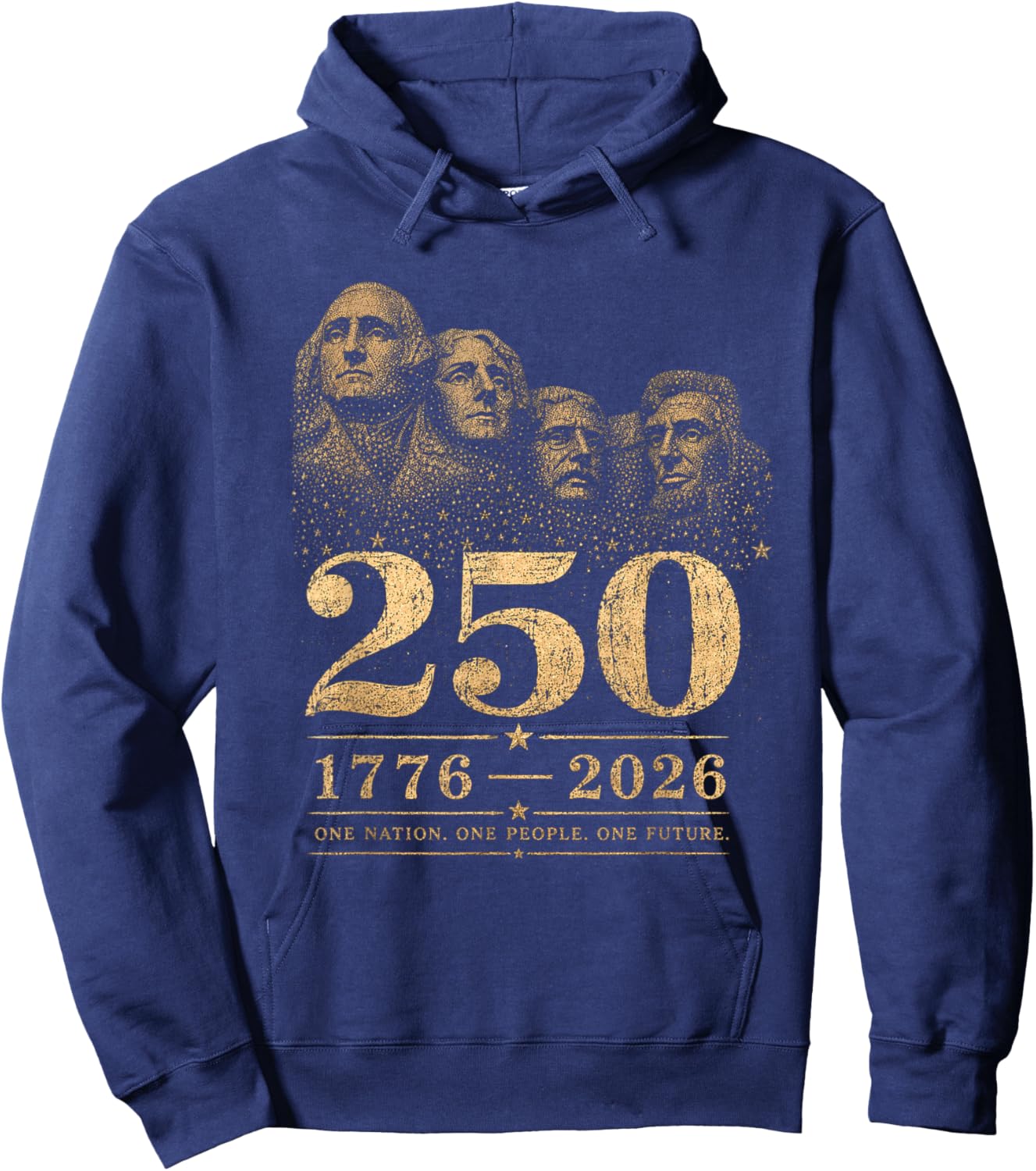 Mt Rushmore 250 Anniversary Patriotic 4th of July Presidents Hoodie - Hoodie | Navy