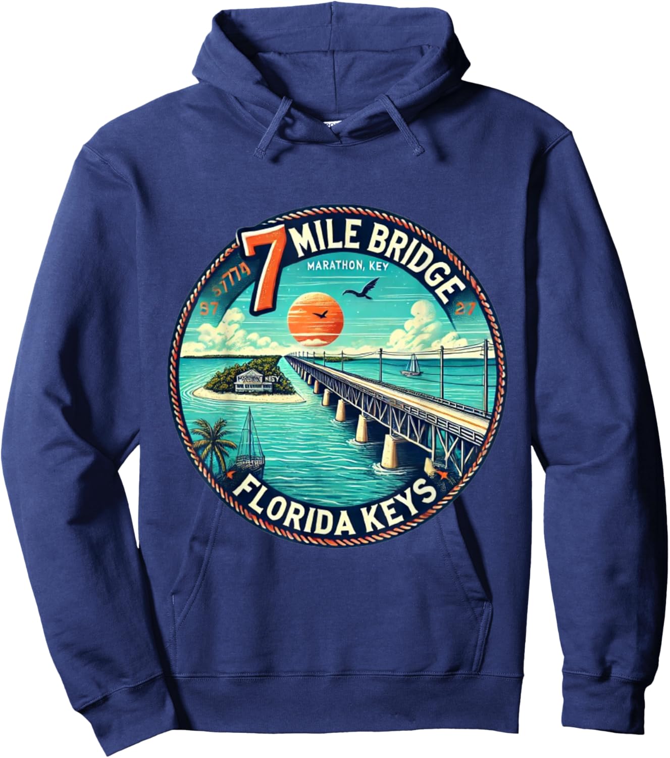 Florida Keys 7 Mile Bridge Marathon Hoodie - Hoodie | Navy