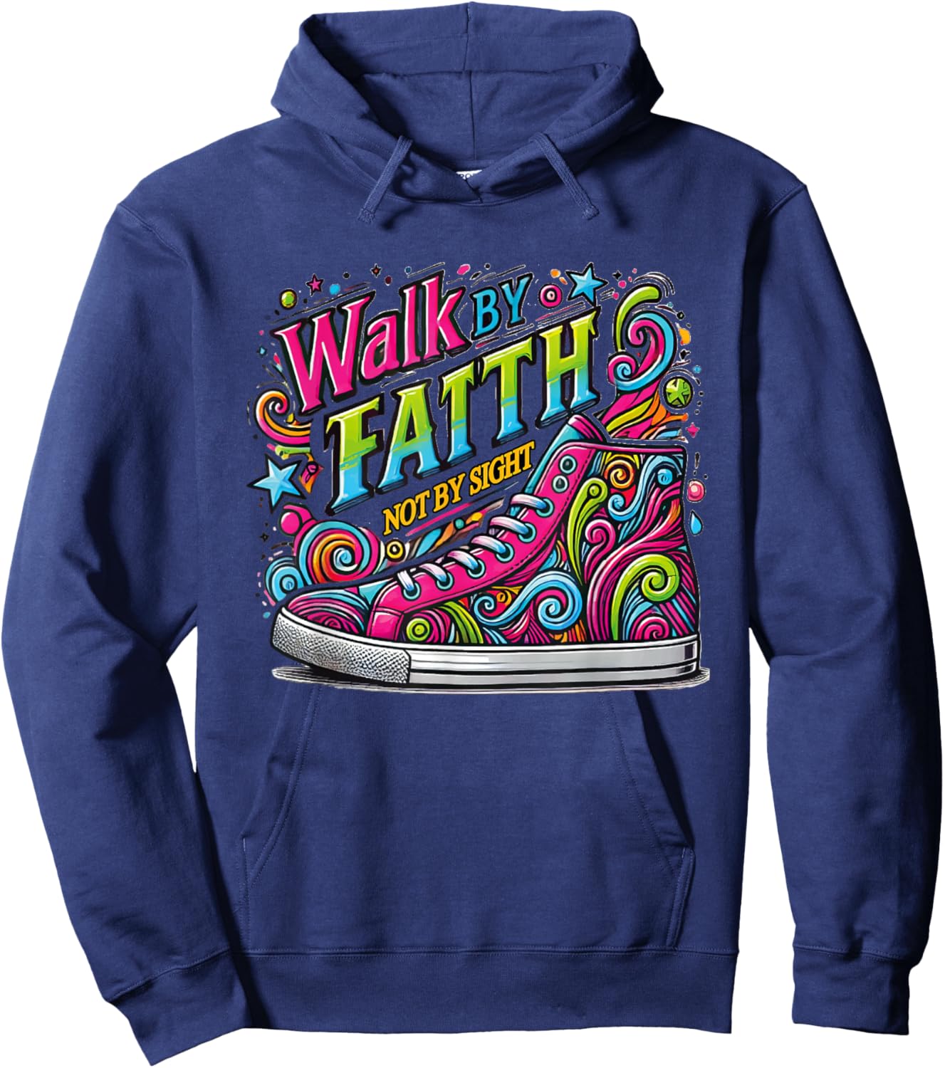 Walk by Faith Shoes Christian Jesus Hoodie - Hoodie | Navy