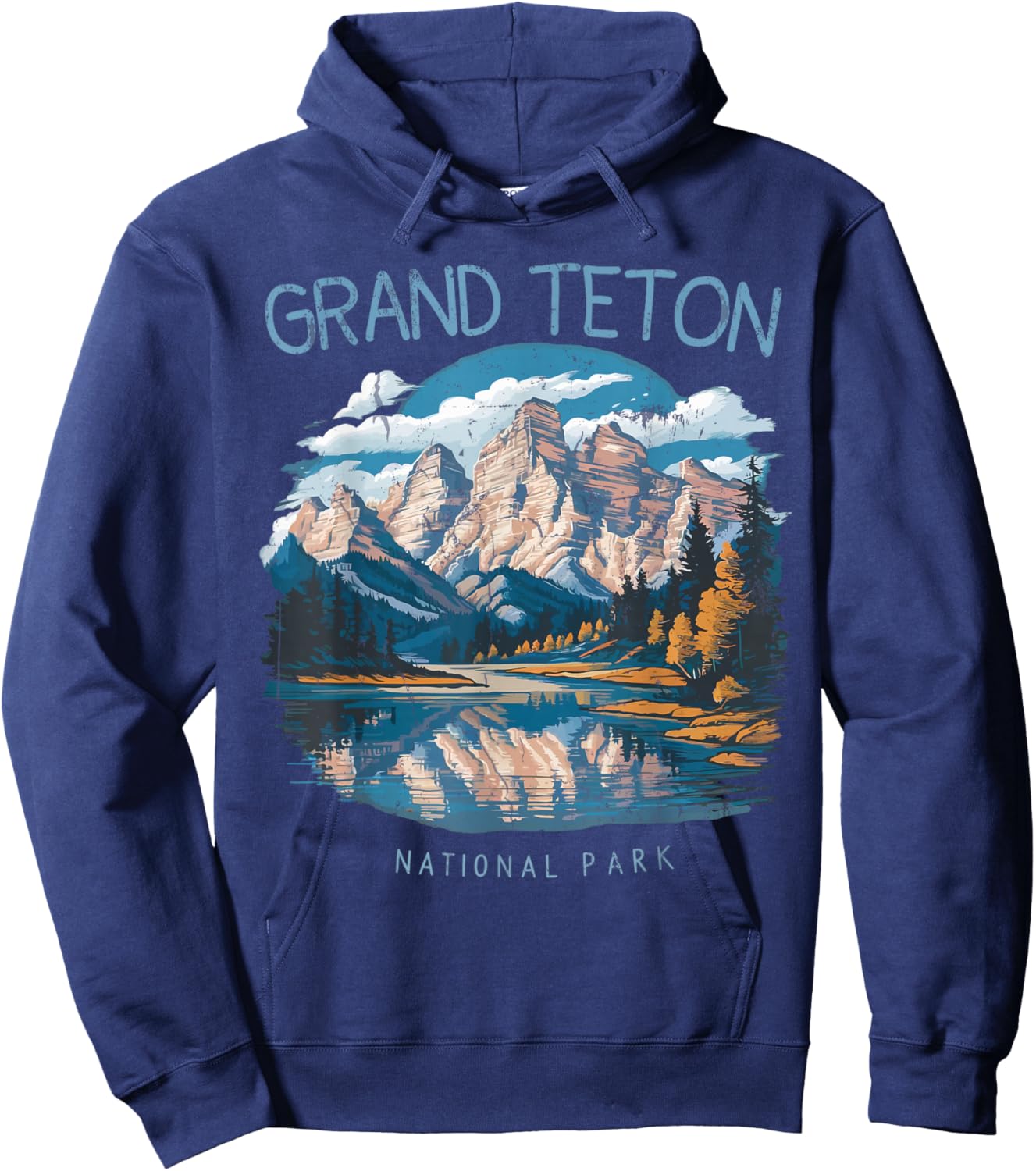 Grand Teton Retro US Wyoming Jackson Hole Lake Vintage Parks Hoodie - Hoodie | Navy