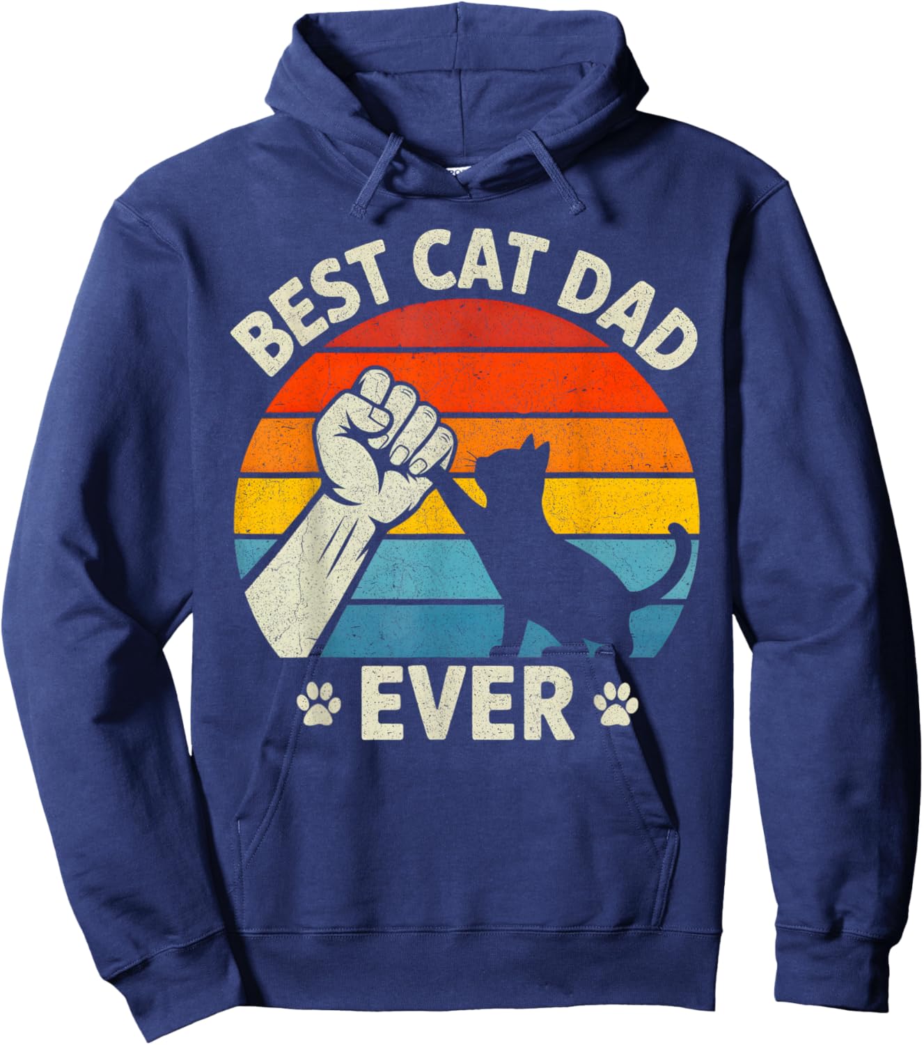 Best Cat Dad Ever Matching Family Fathers Day Cat Lover Hoodie - Hoodie | Navy