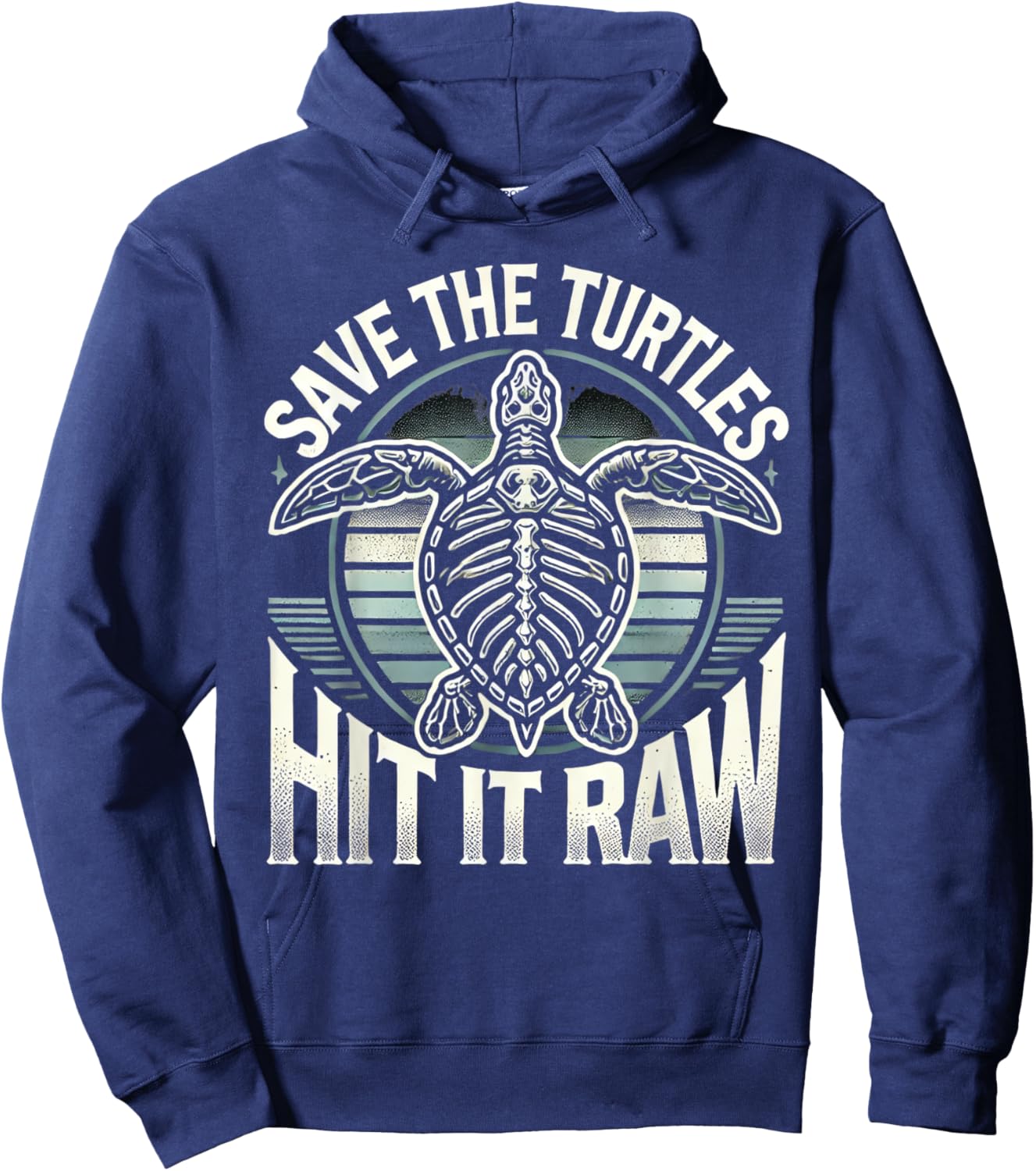 Save the Turtles Funny Eco-Friendly Raw Dark Humor Design Hoodie - Hoodie | Navy