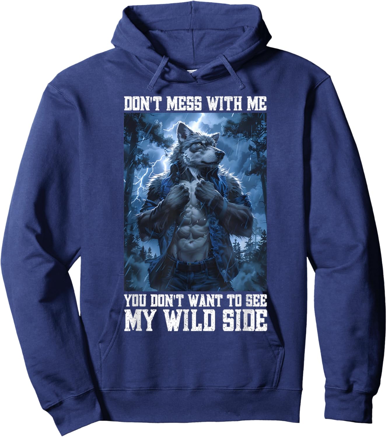 Cringy Wild Side Werewolf Meme Cringe Alpha Wolf Hoodie - Hoodie | Navy
