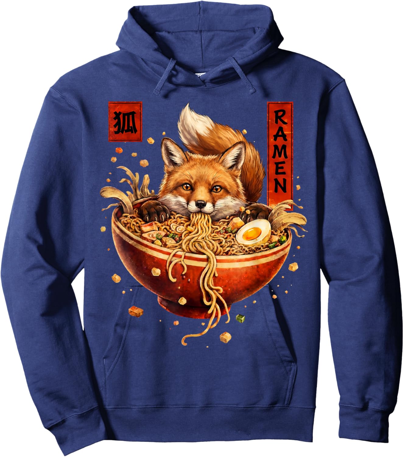 Fox Ramen Japanese Art Funny Anime Kawaii Hoodie - Hoodie | Navy