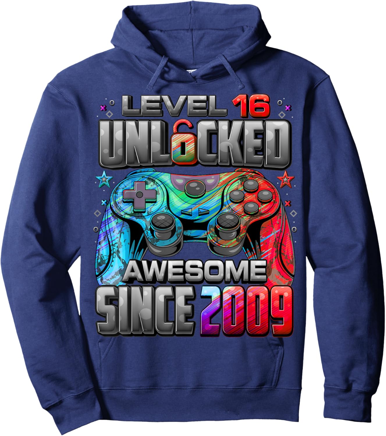 Level 16 Unlocked Awesome Since 2009 16th Birthday Gaming Hoodie - Hoodie | Navy