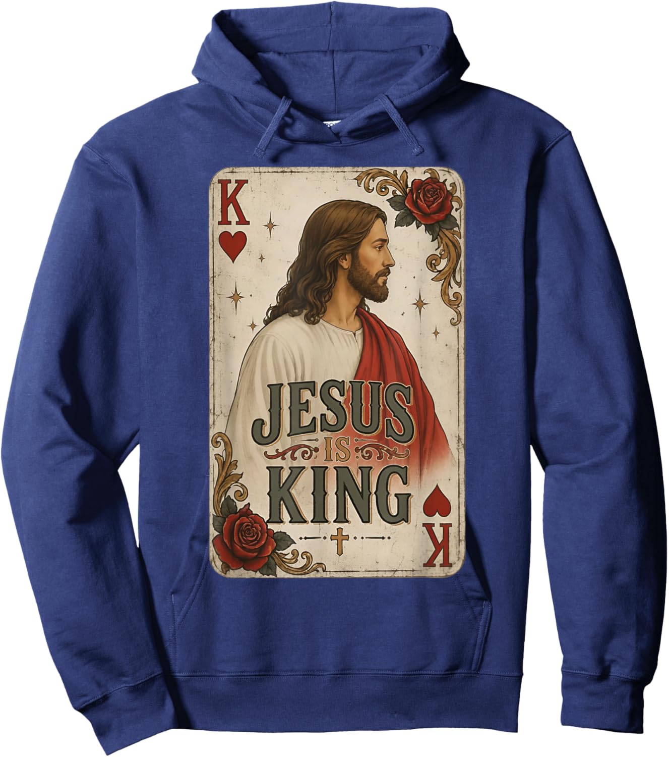 Jesus is King Christian Playing Card Heart Hoodie - Hoodie | Navy