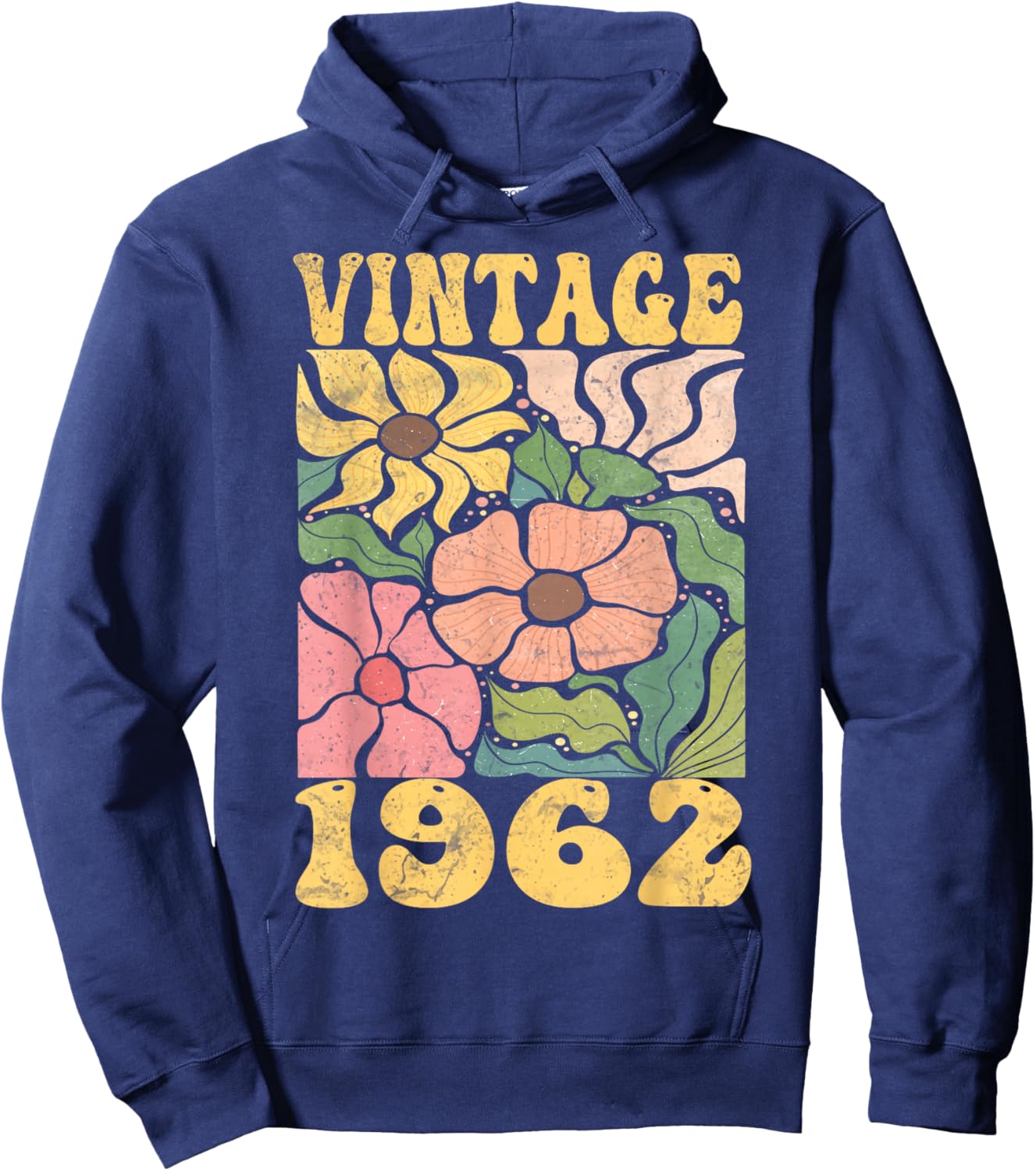 63 Years Old Vintage 1962 63rd Women Birthday Wildflower Hoodie - Hoodie | Navy