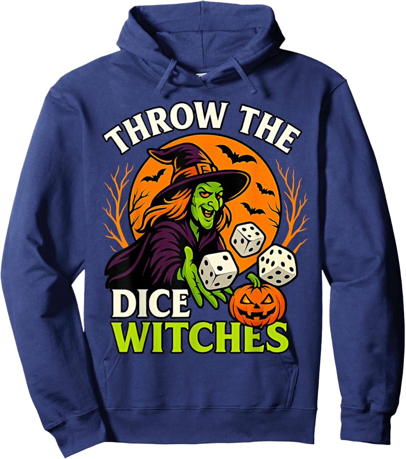 Throw The Dice Witches Funny Halloween Spooky Witch Hoodie - Hoodie | Navy