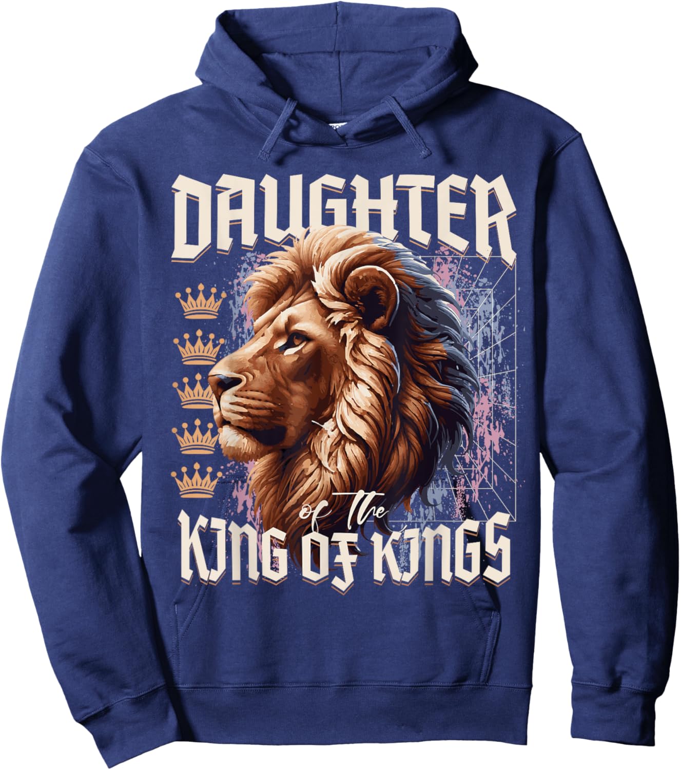 Daughter of King Lion Y2K Trendy Jesus Apparel Christian Hoodie - Hoodie | Navy