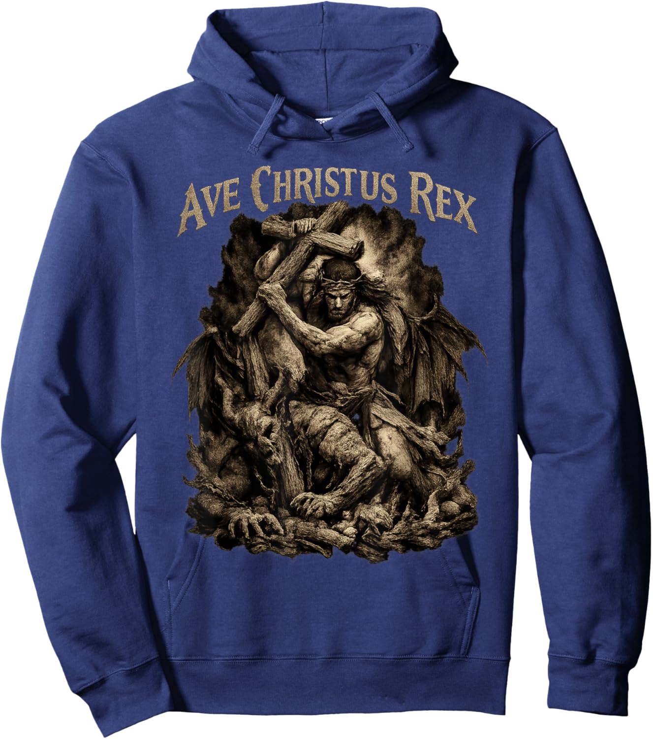 Ave Christus Rex - Jésus vainc Le Diable Hoodie - Hoodie | Navy