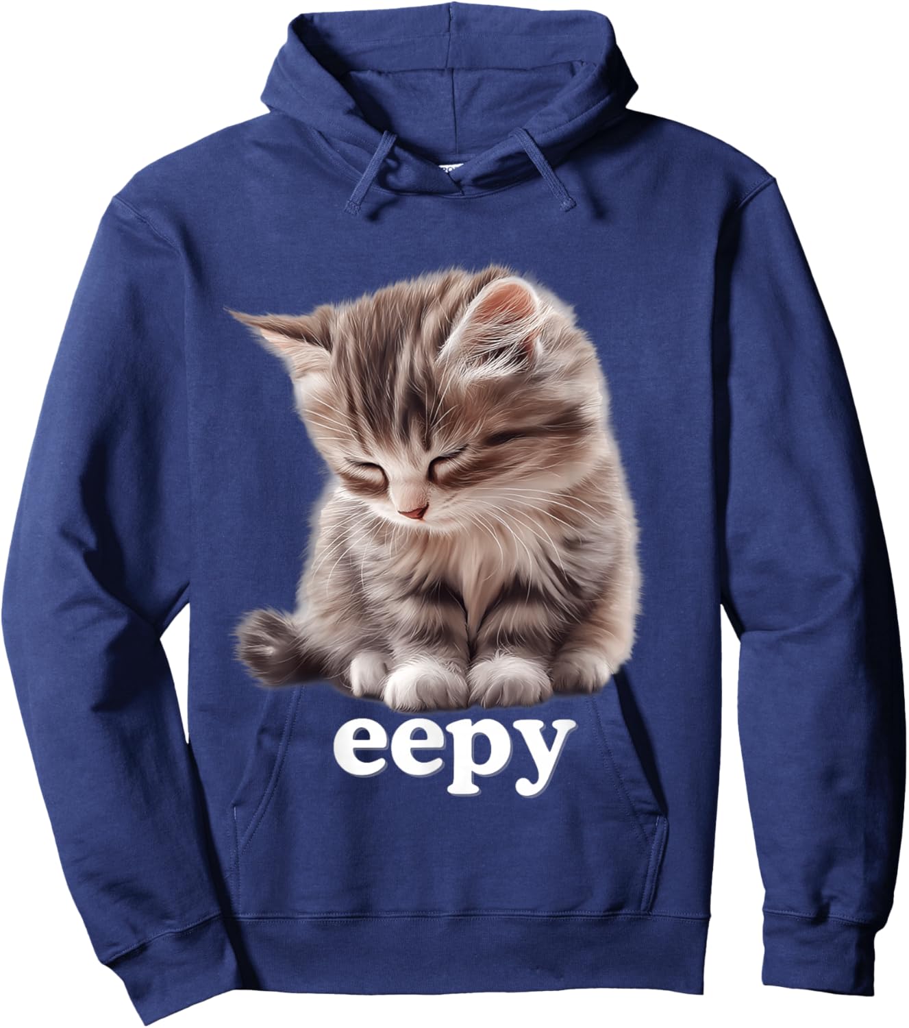 Eepy Cat, Silly Sleepy Cat Meme Cute fluffy cat lovers kitty Hoodie - Hoodie | Navy