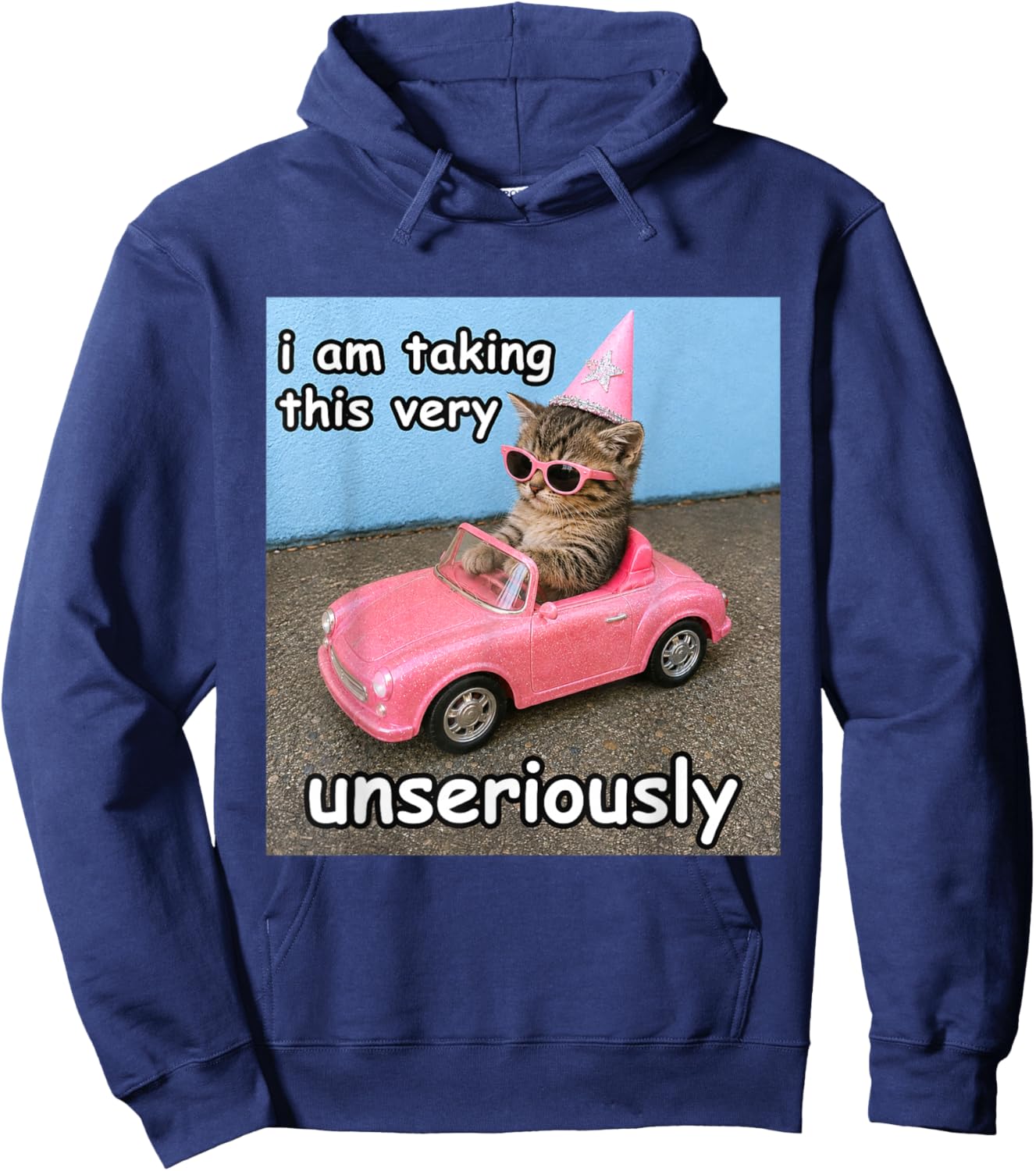 I Am Taking This Very Unseriously Silly Cat Meme Hoodie - Hoodie | Navy
