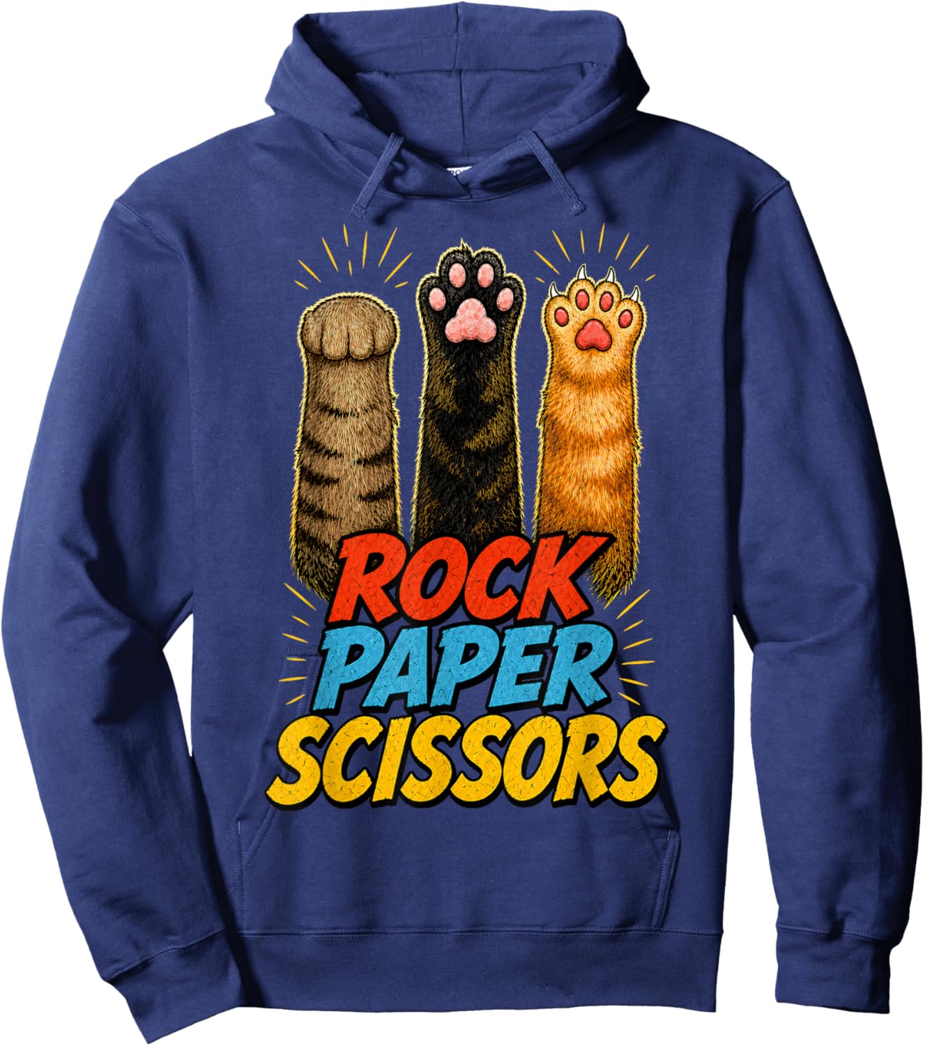 Funny Cat Paws Rock Paper Scissors Animal Rescue Hoodie - Hoodie | Navy