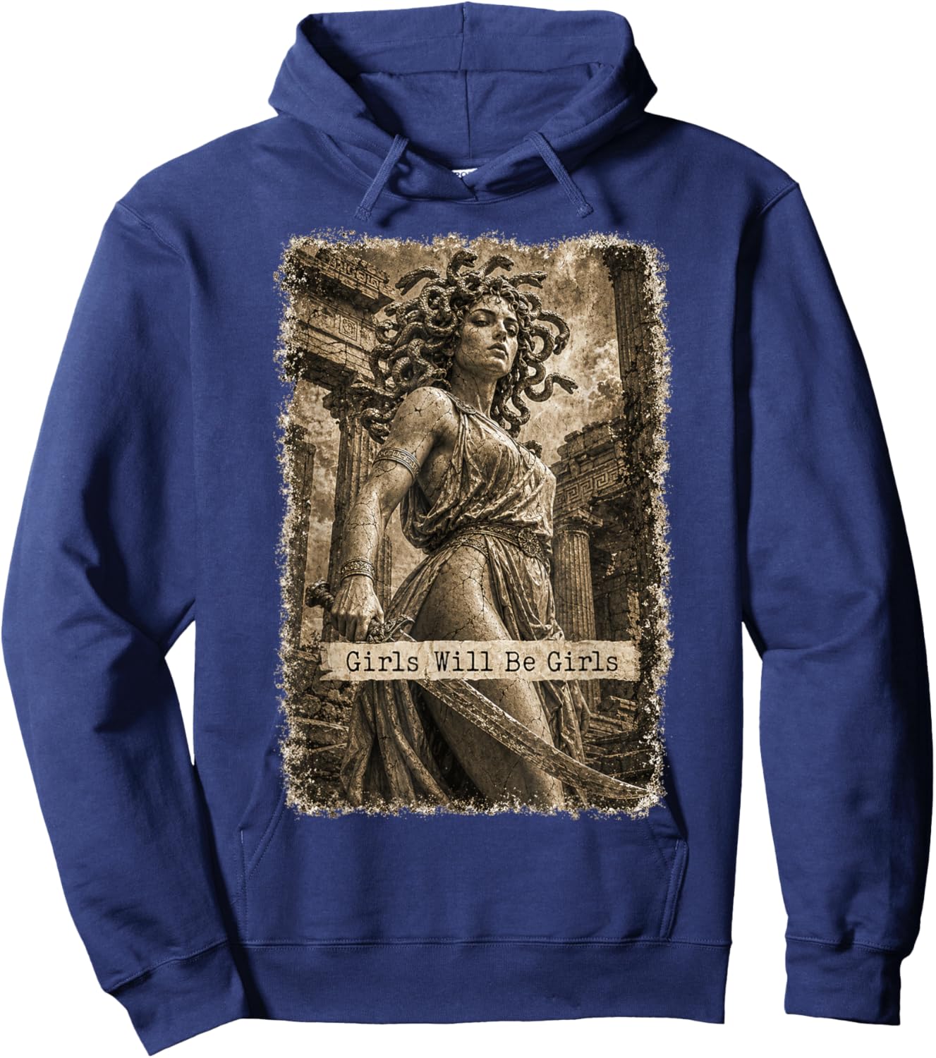 Girl Will Be Girls Medusa Feminist Witch Monster Halloween Hoodie - Hoodie | Navy