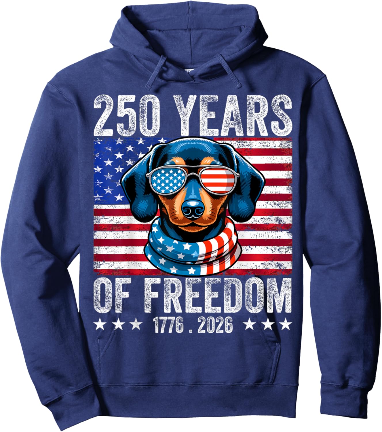 250 Anniversary USA Dog Dachshund 4th of July Hoodie - Hoodie | Navy